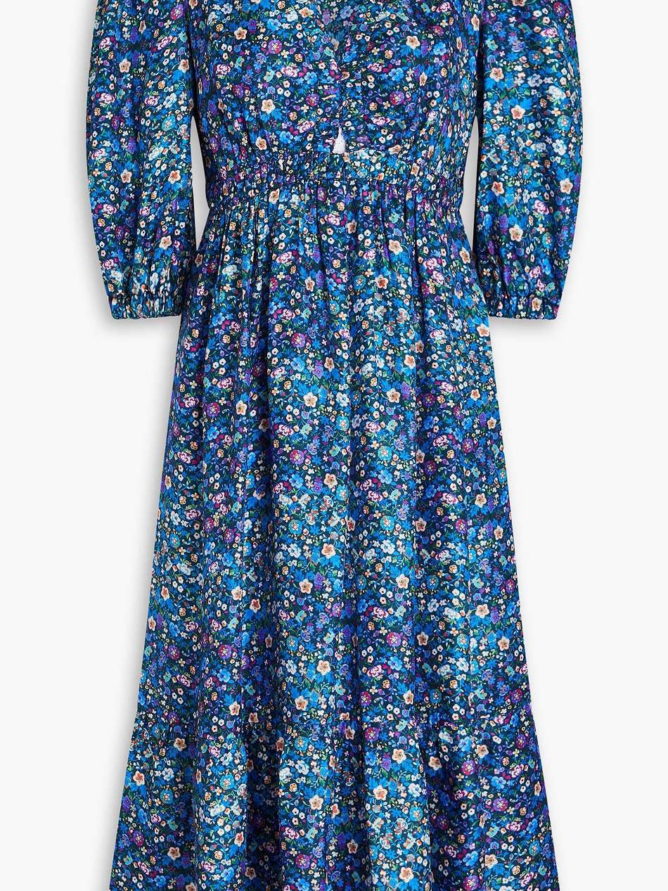 floral-print silk-twill midi dress