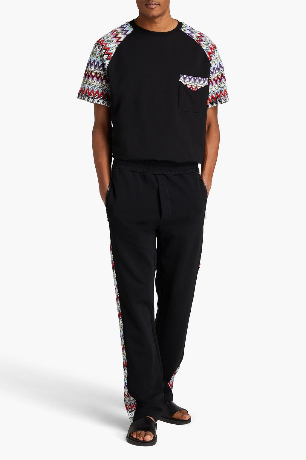 MISSONI Crochet-trimmed French cotton-terry sweatpants