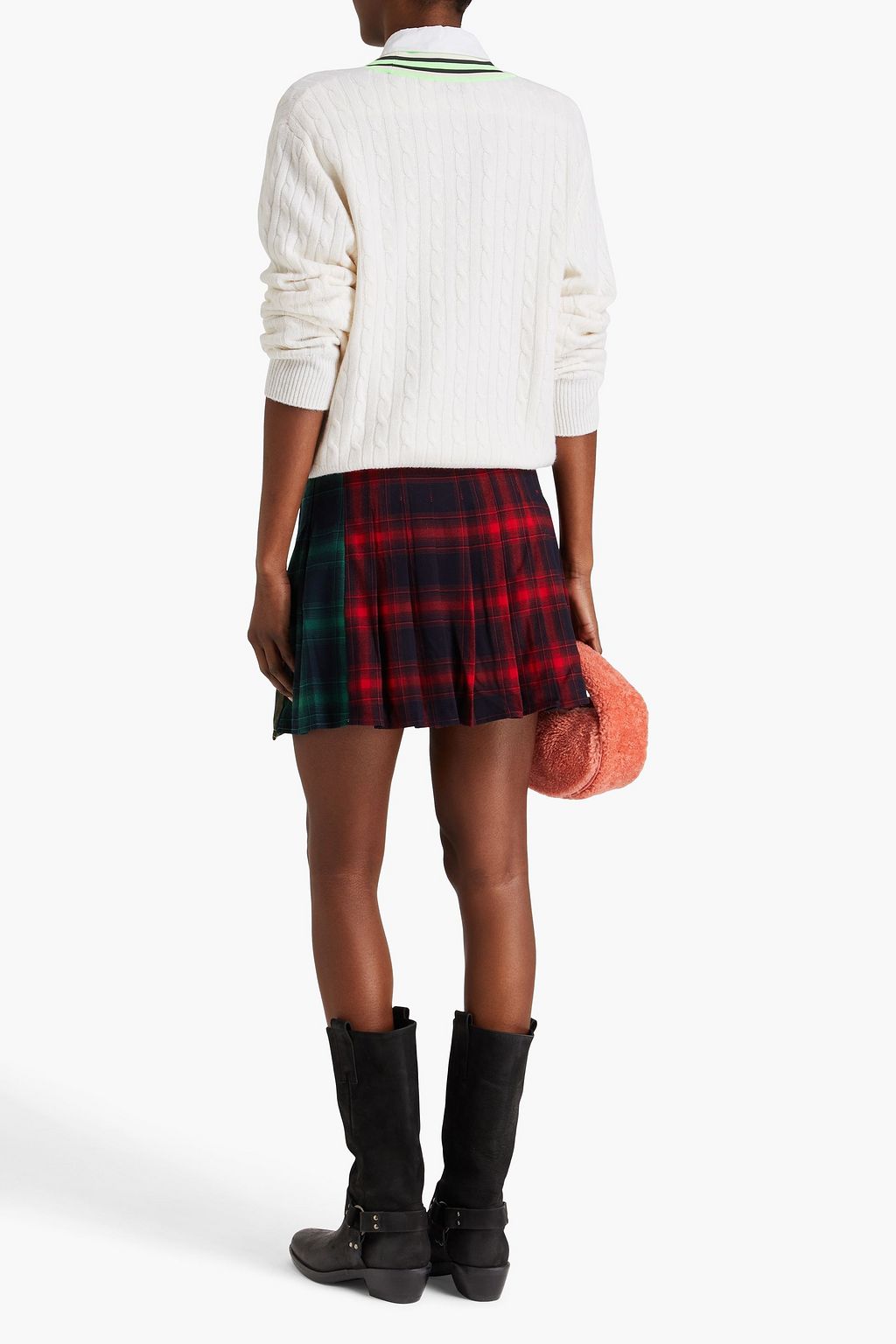SANDRO Embroidered cable-knit wool and cashmere-blend sweater