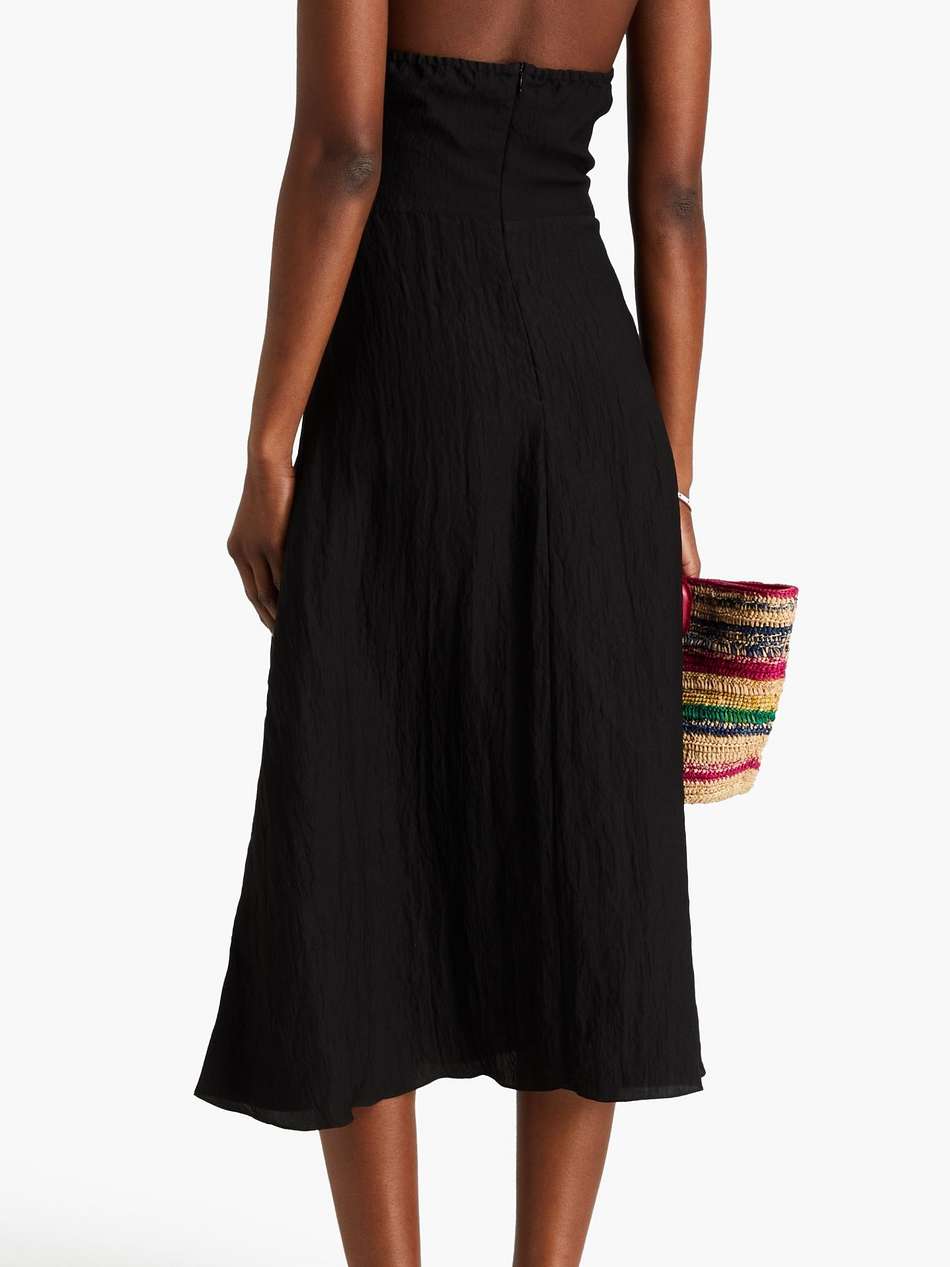 knotted crinkled-gauze halterneck midi dress
