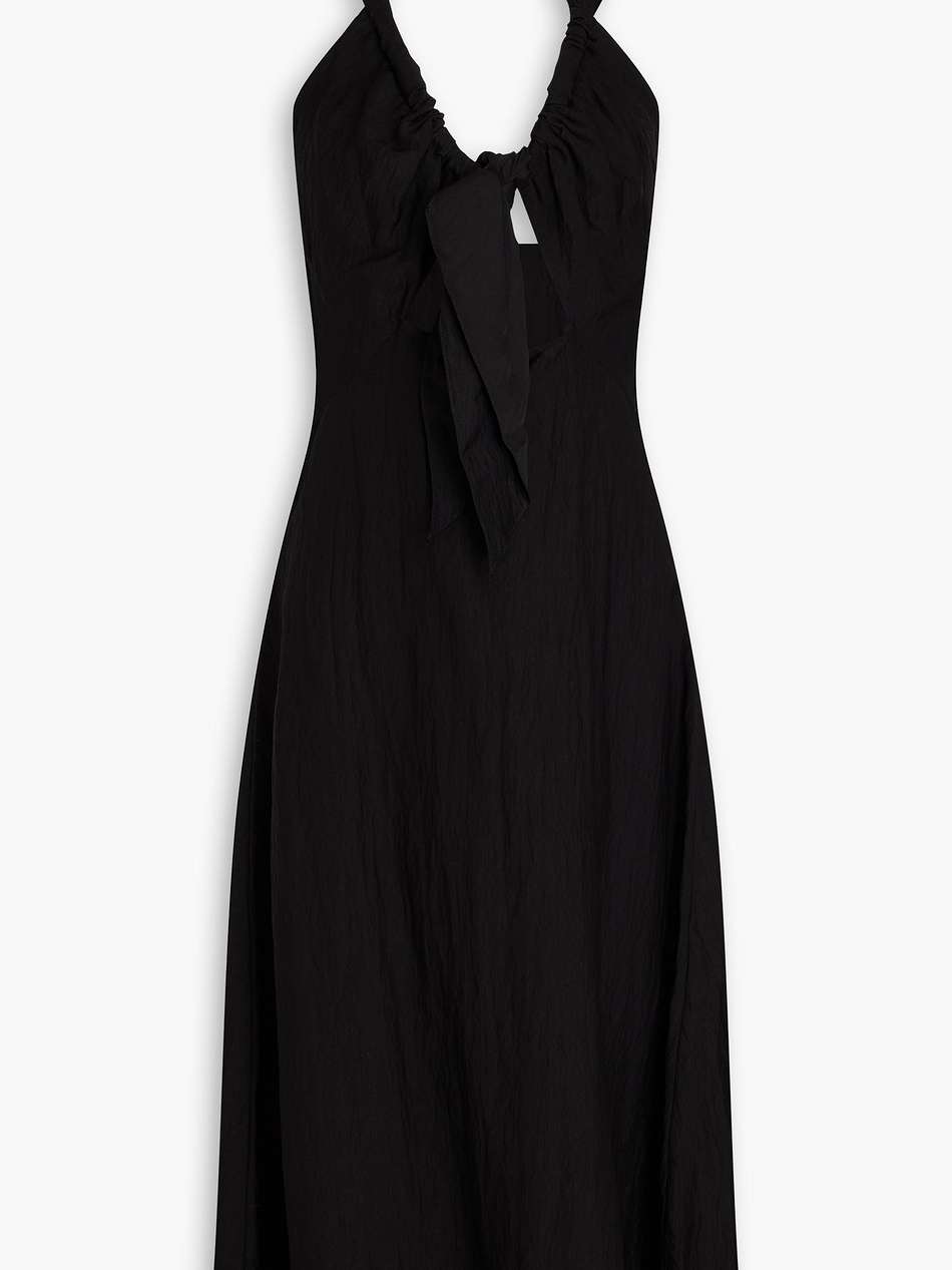 knotted crinkled-gauze halterneck midi dress