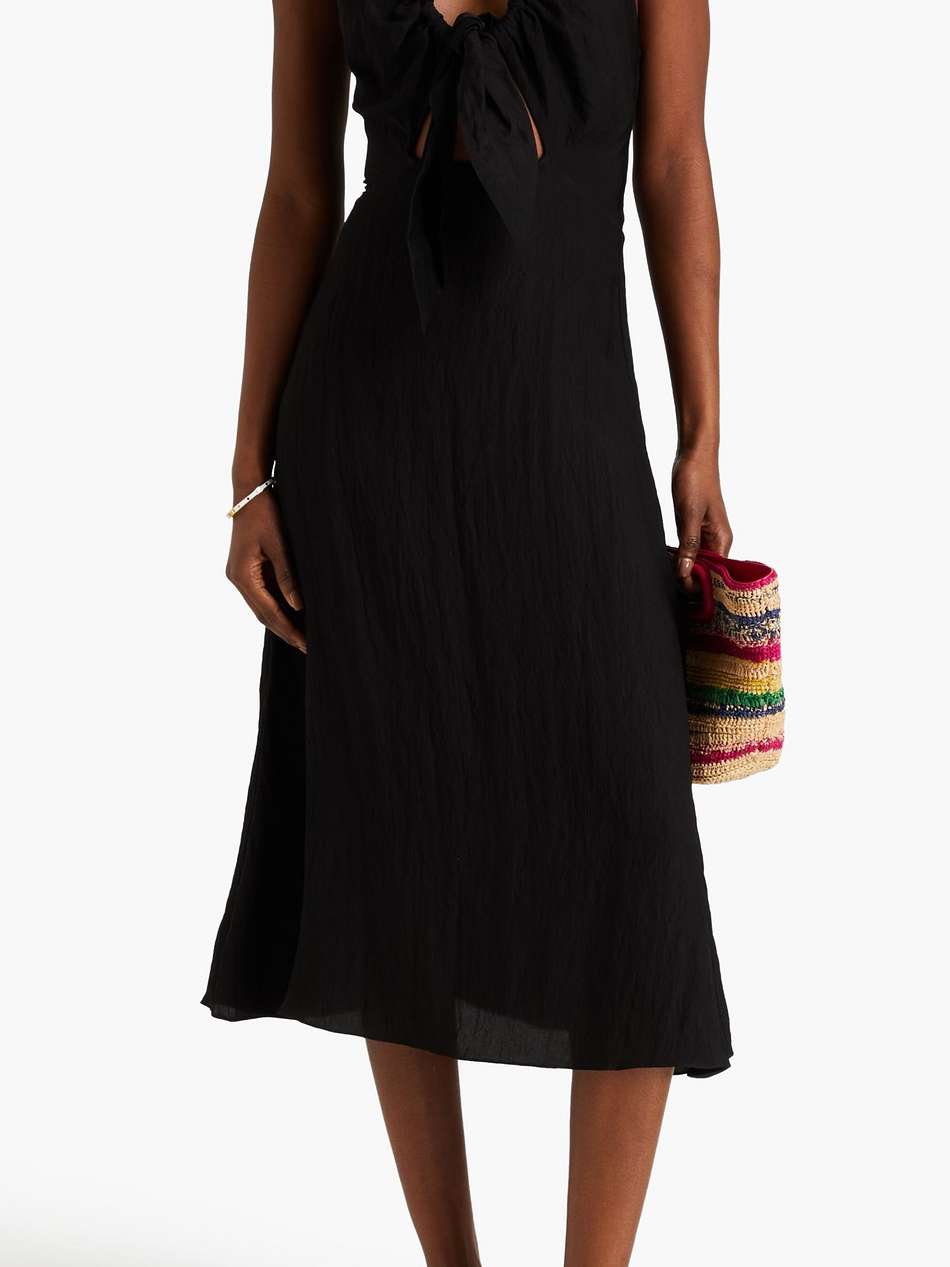 knotted crinkled-gauze halterneck midi dress