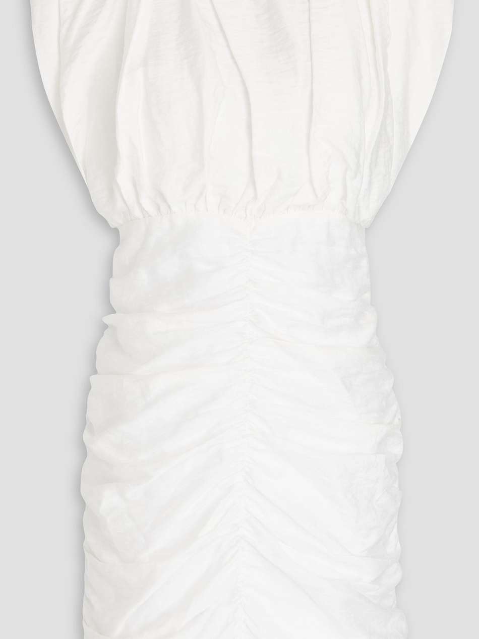 ruched crinkled-twill mini dress
