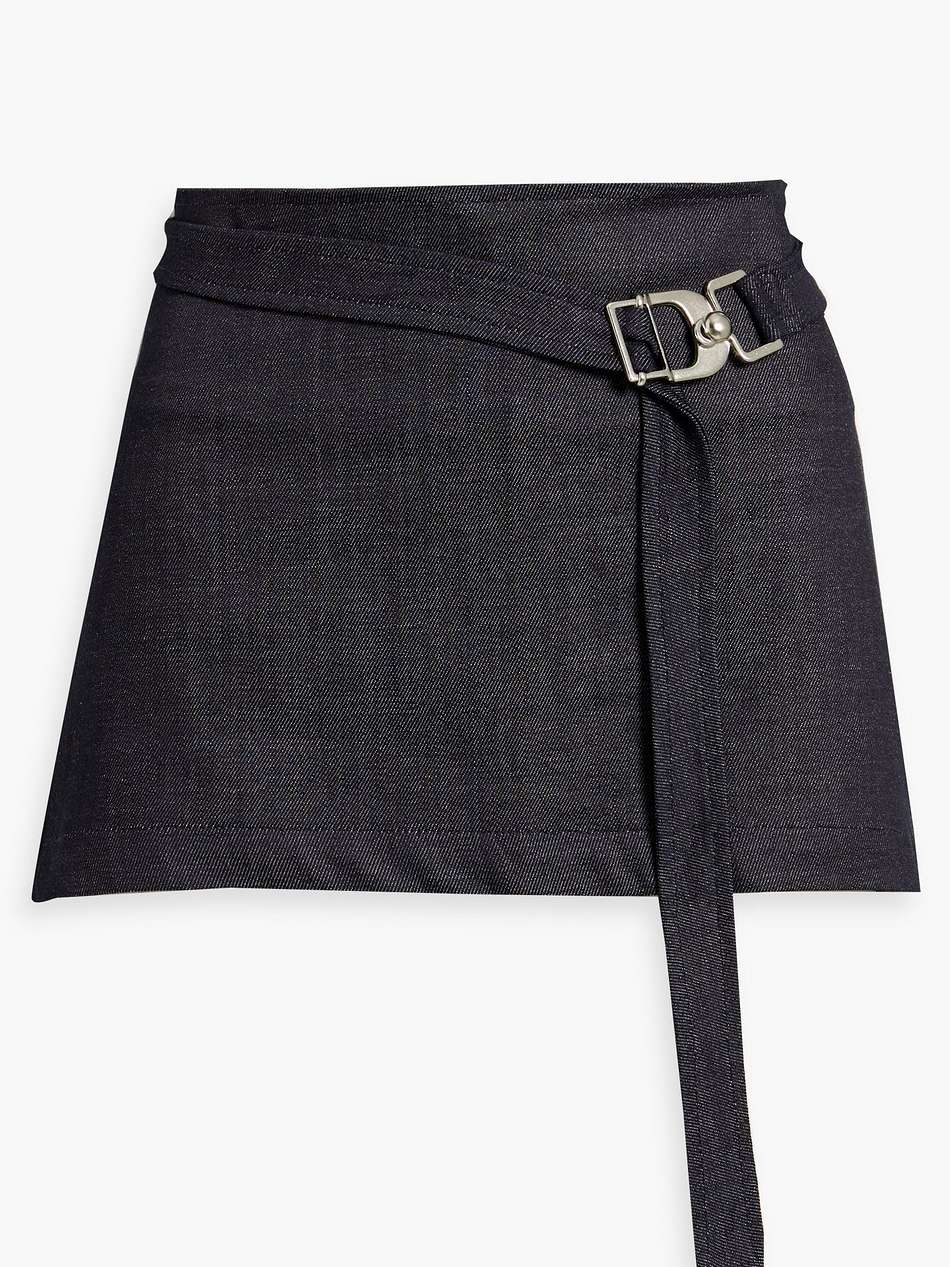 belted denim mini skirt