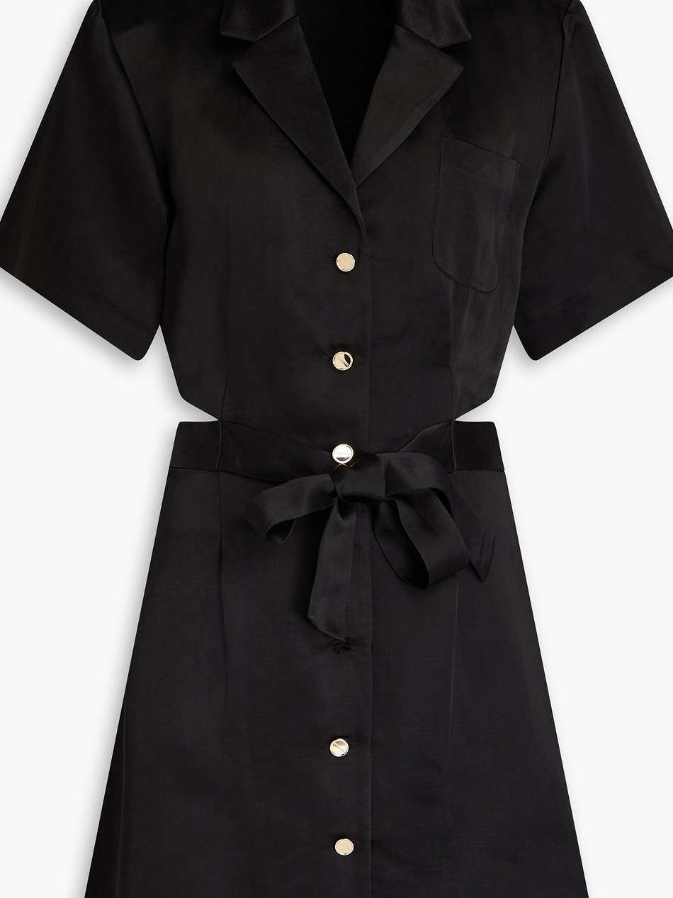 cutout shantung mini shirt dress