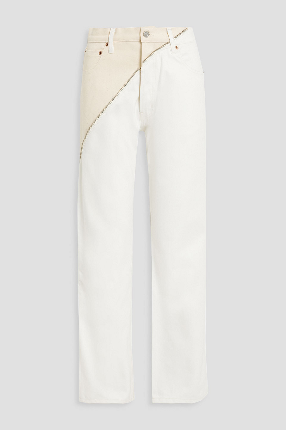 Gemini zip-embellished high-rise straight-leg jeans