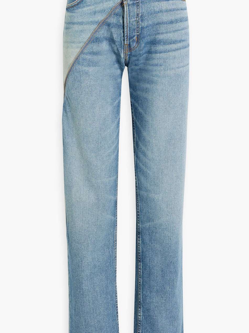 gemini zip-embellished high-rise straight-leg jeans