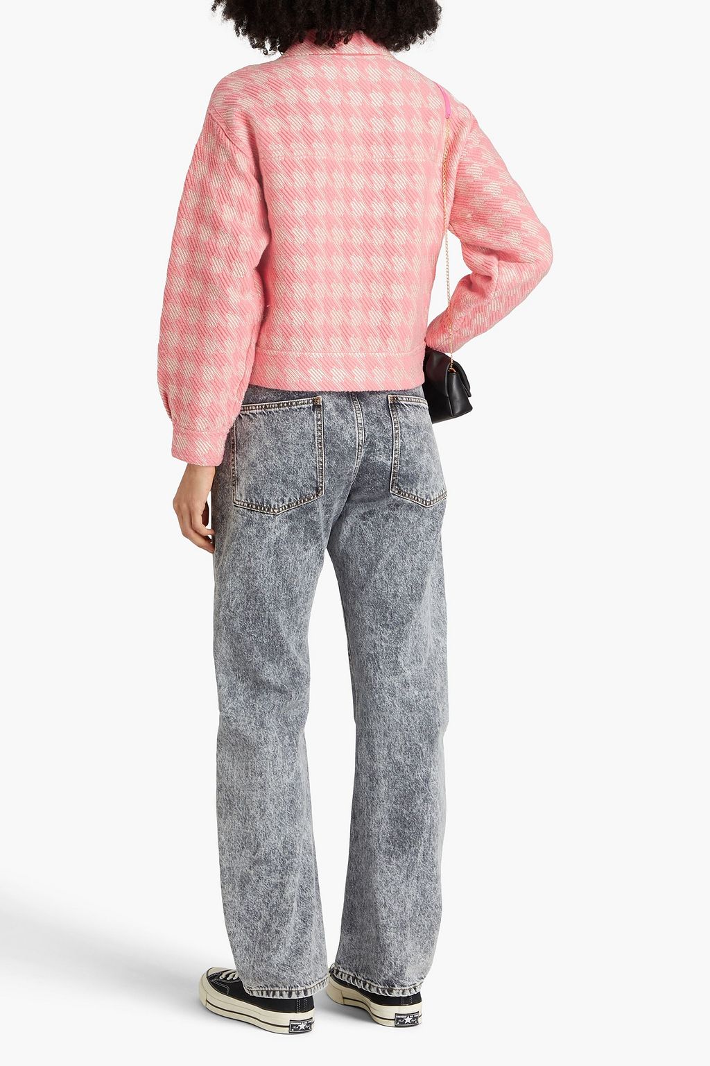 SANDRO Houndstooth cotton-blend tweed jacket