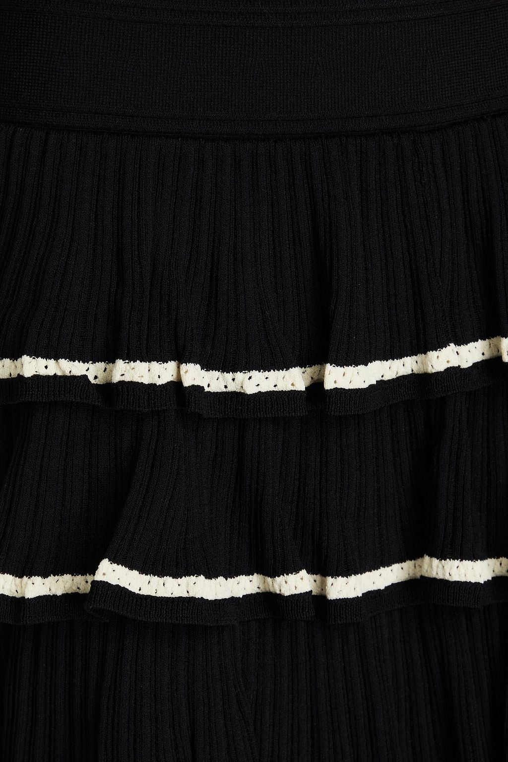 SANDRO Tiered ribbed-knit mini skirt