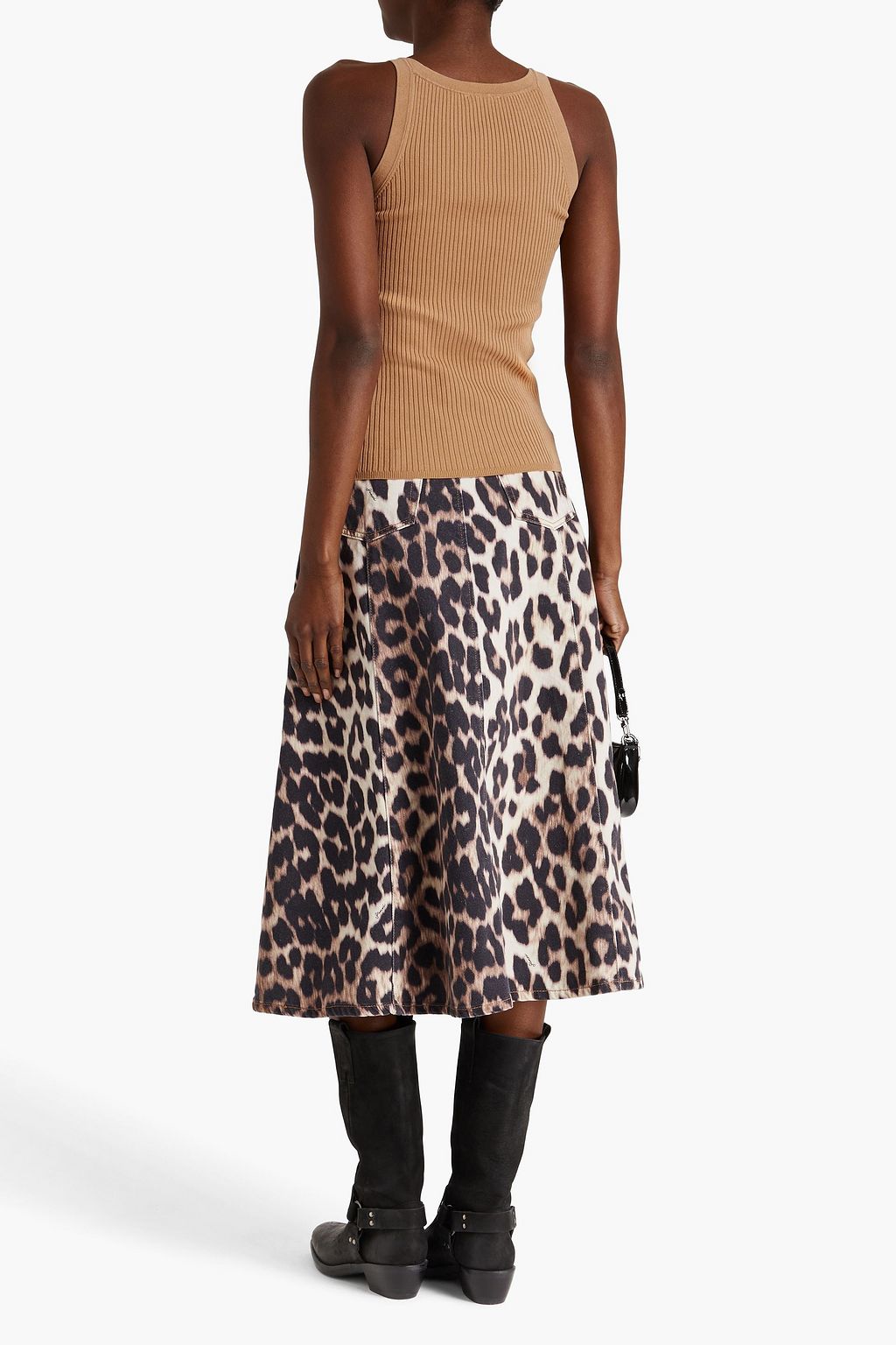 SANDRO Embellished ribbed Lyocell-blend top