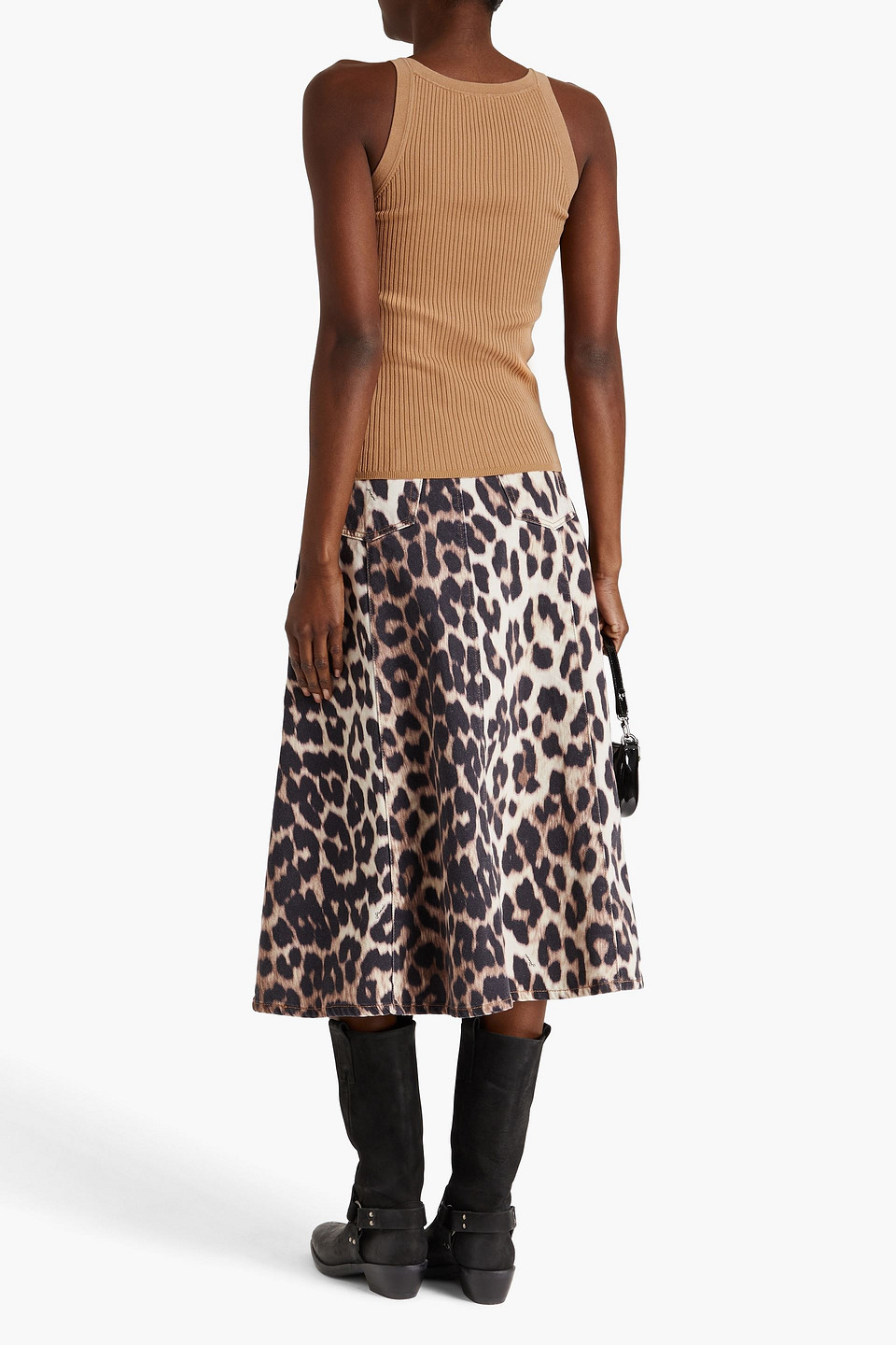 Sandro Embellished Ribbed-knit Top In Camel