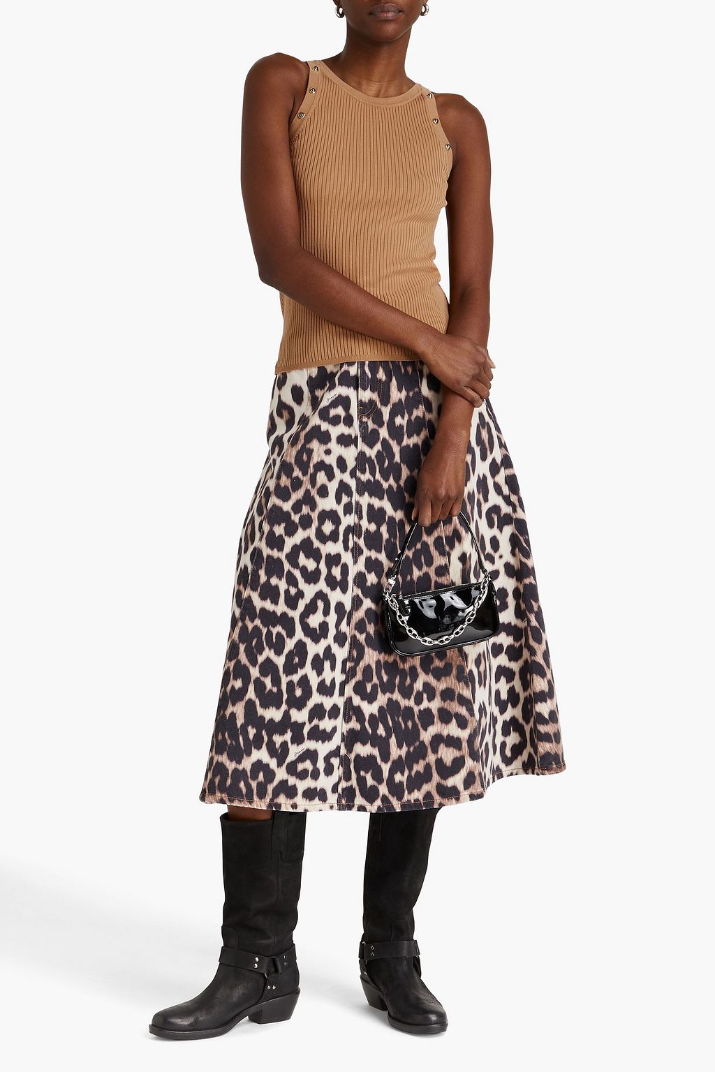 SANDRO Embellished ribbed Lyocell-blend top
