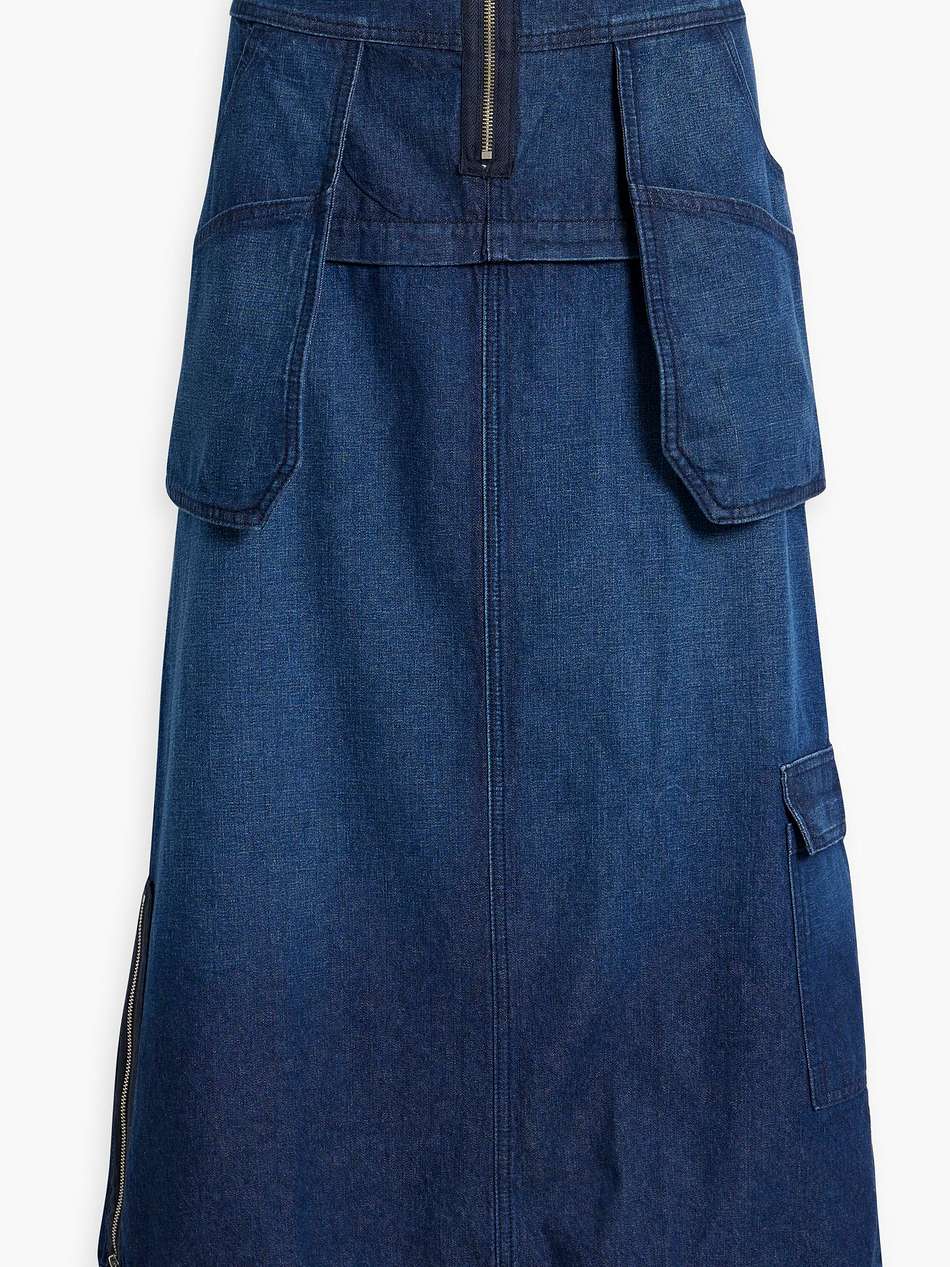 smoke convertible denim midi skirt
