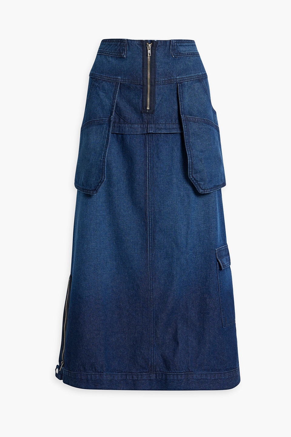 Smoke convertible denim midi skirt