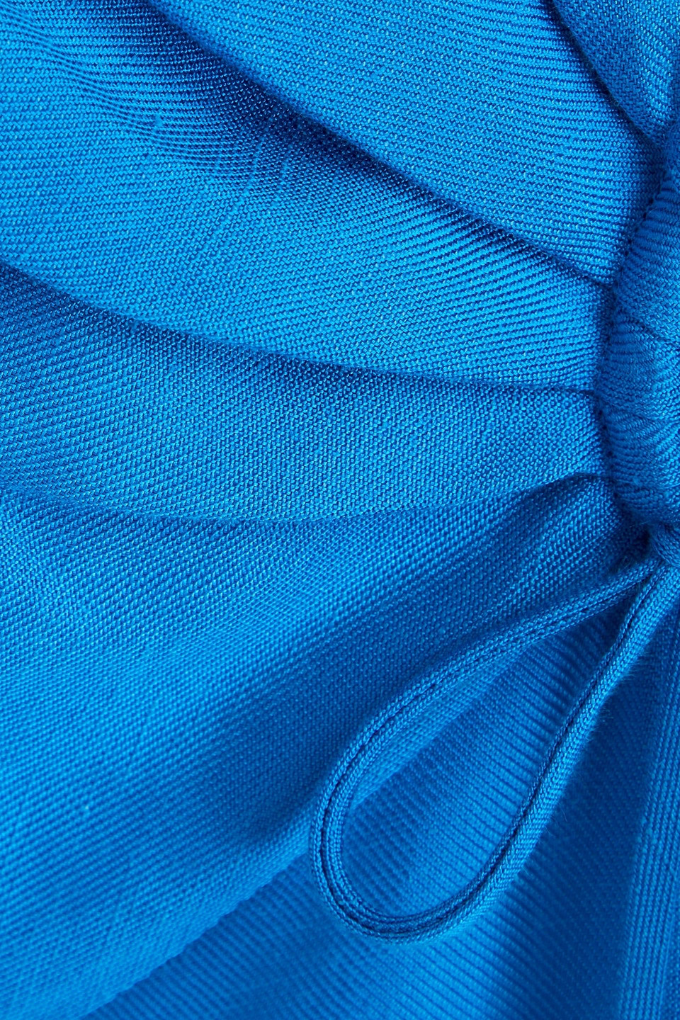 Sandro Bow-detailed Ruched Twill Mini Dress In Azure