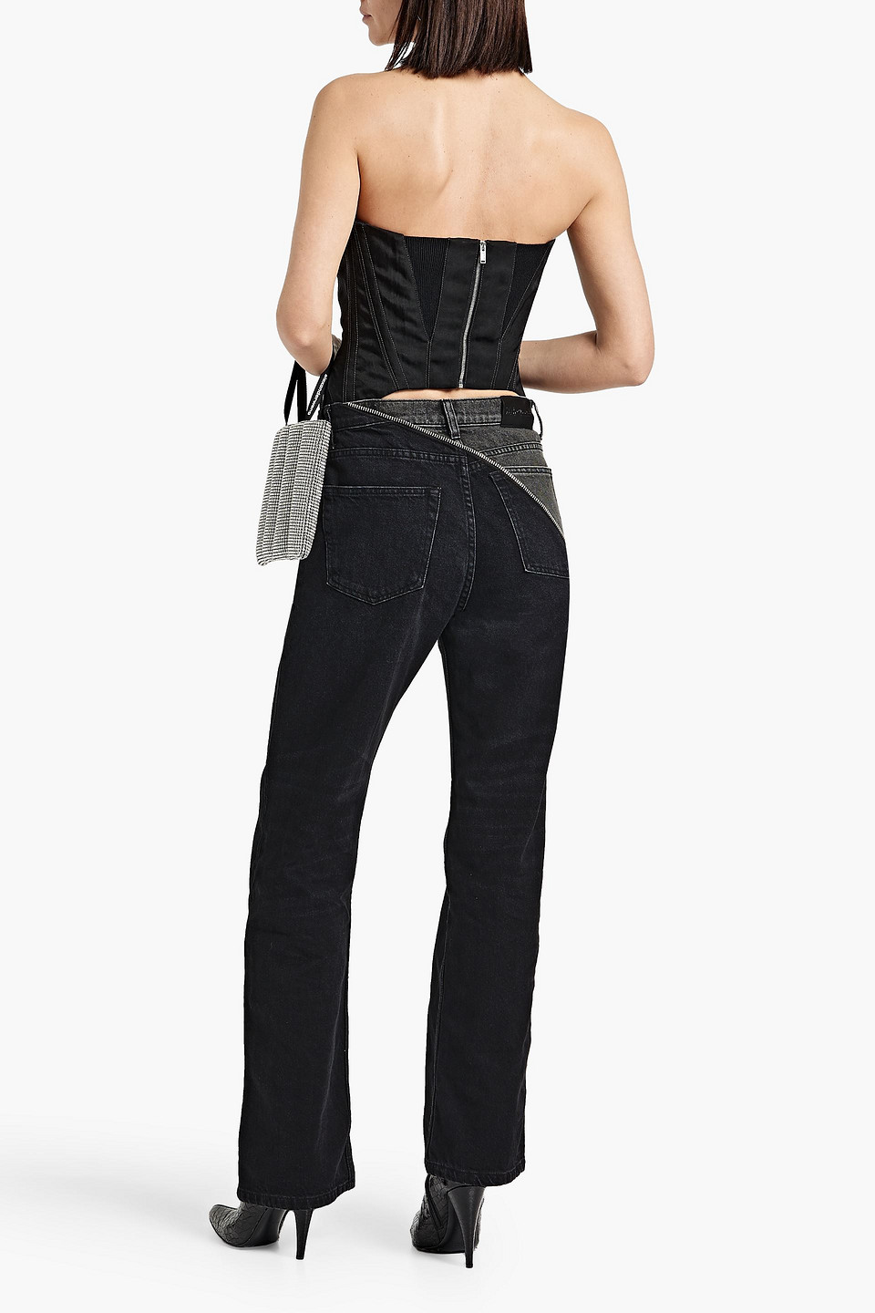 Shop Eb Denim Gemini Zip-embellished High-rise Straight-leg Jeans In Black