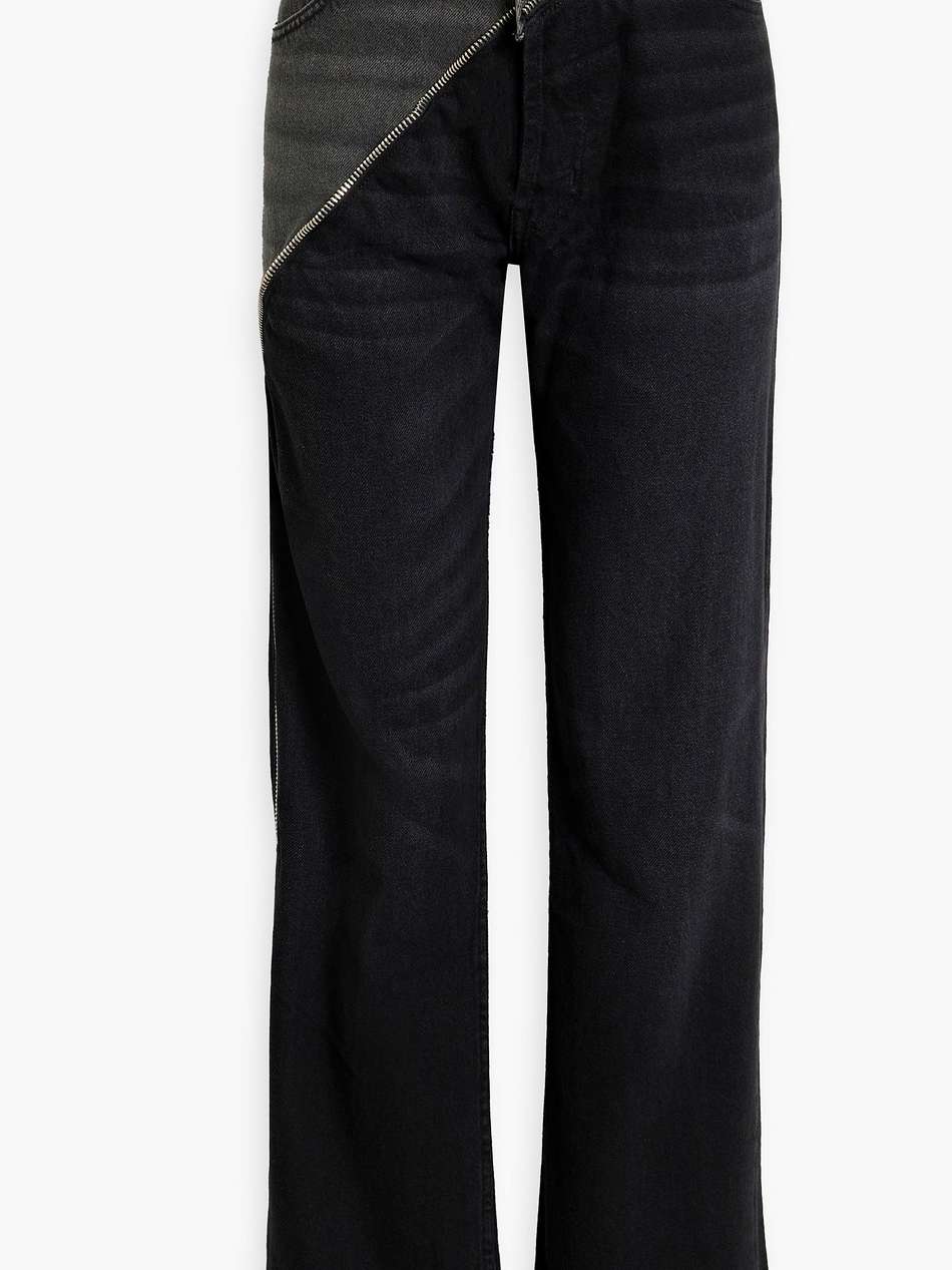 gemini zip-embellished high-rise straight-leg jeans