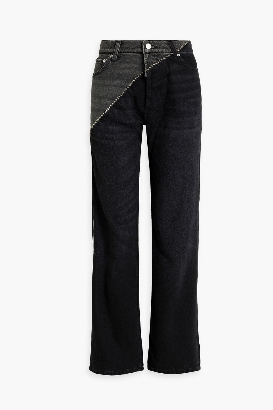 Gemini zip-embellished high-rise straight-leg jeans