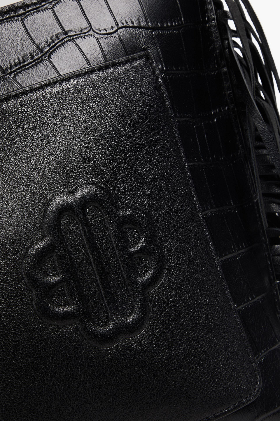 MAJE FRINGED CROC-EFFECT LEATHER POUCH