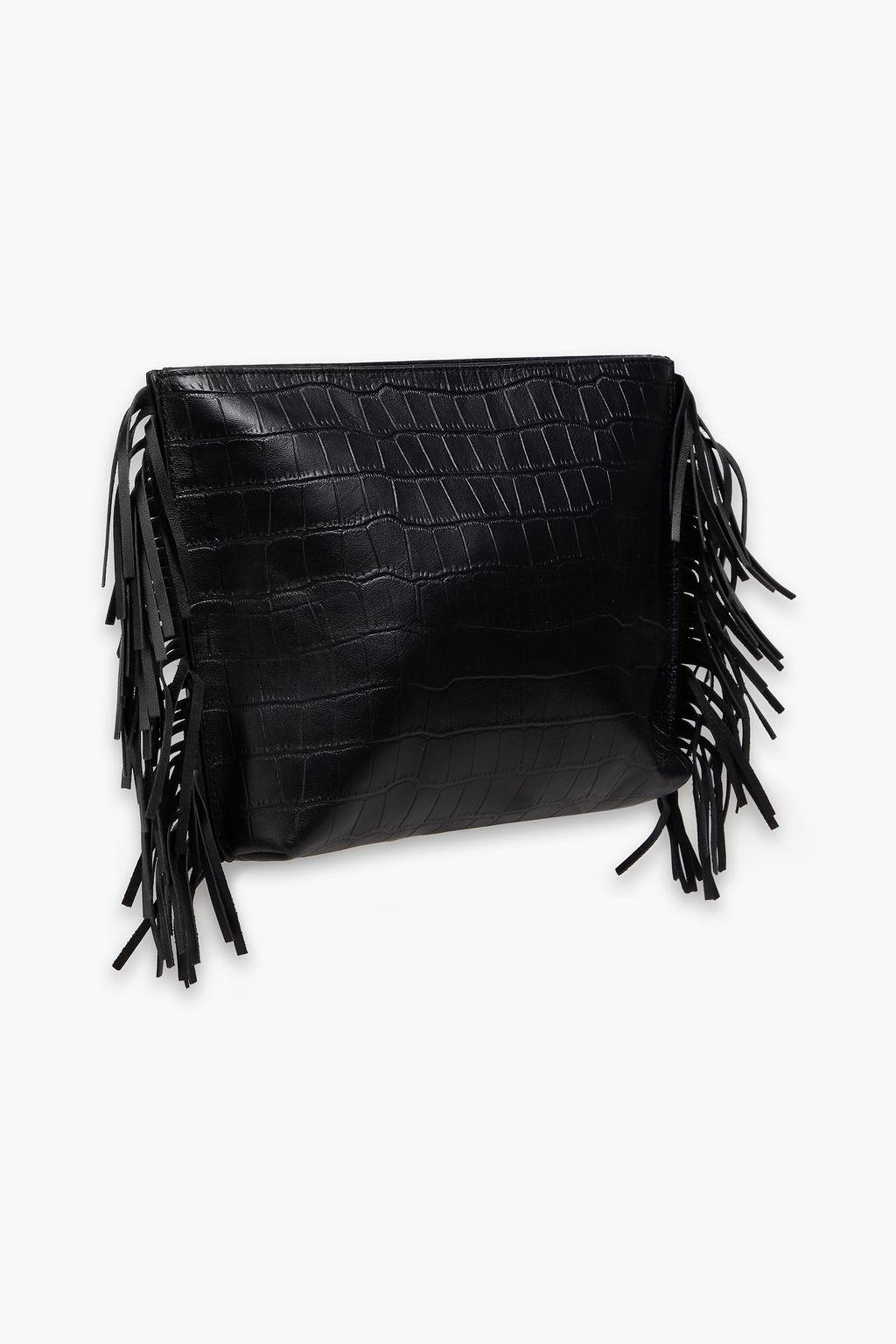 MAJE Fringed croc-effect leather pouch
