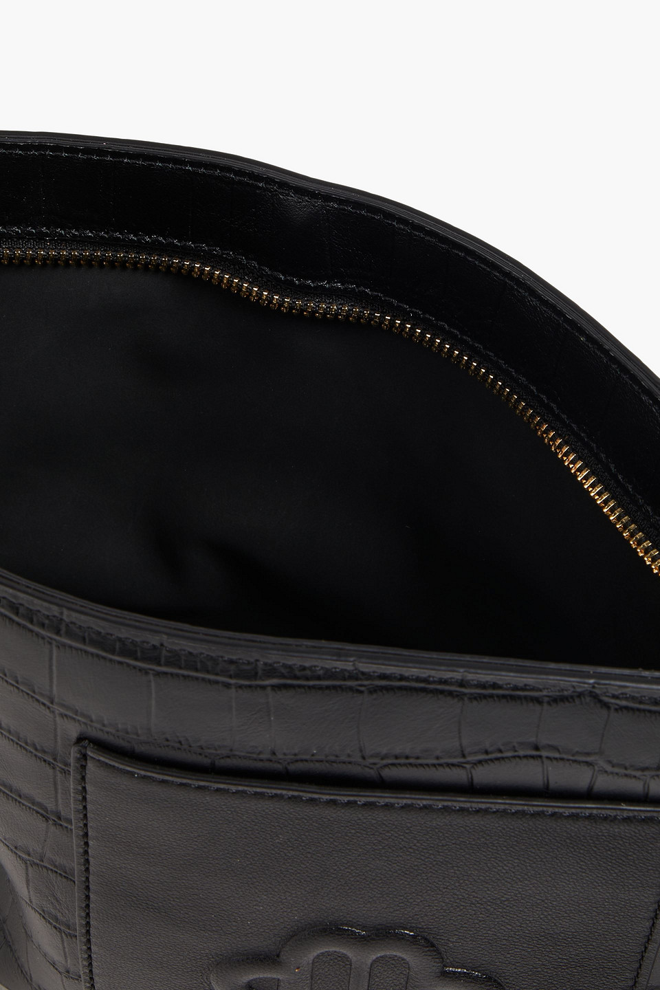 MAJE FRINGED CROC-EFFECT LEATHER POUCH