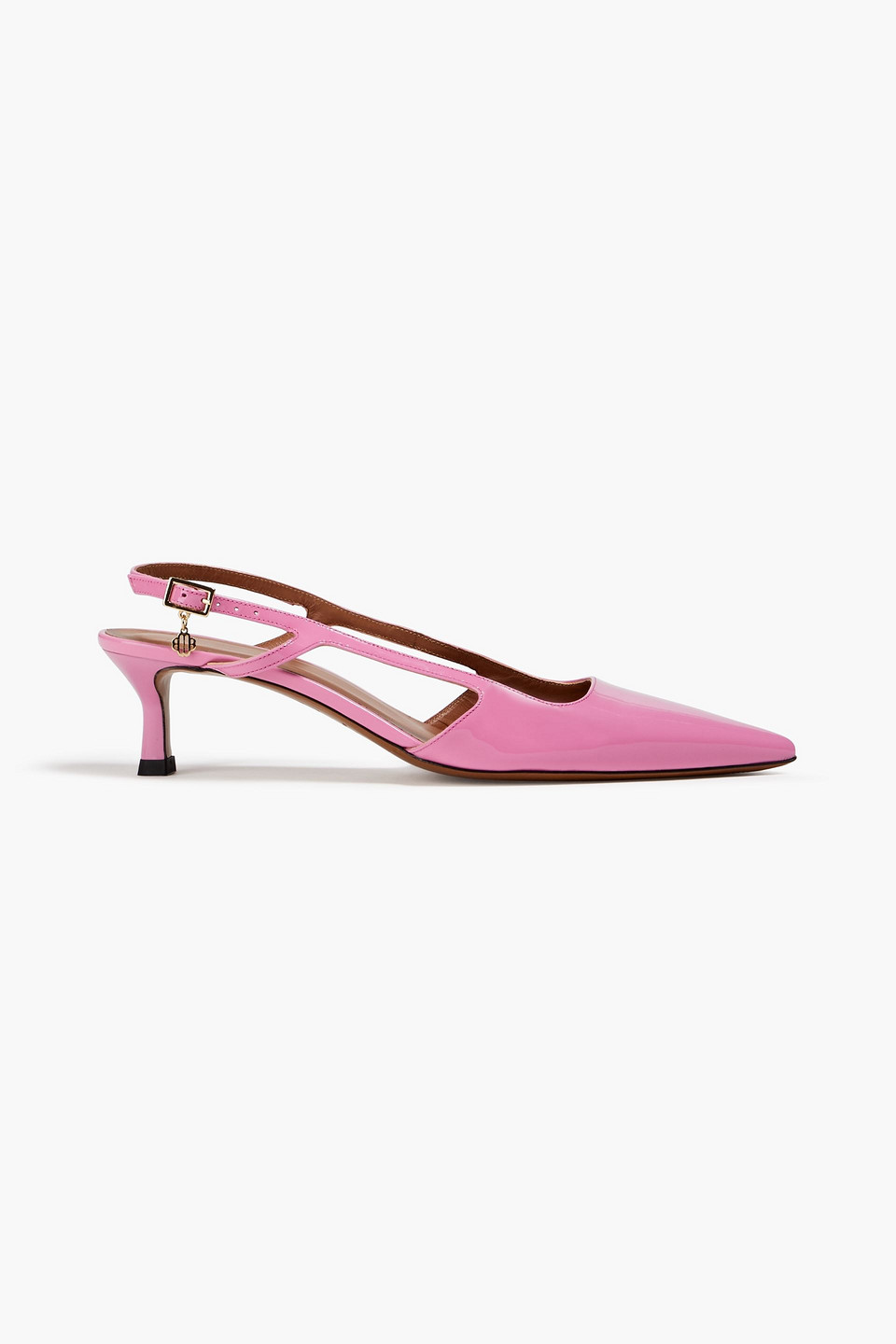 Maje Slingback-pumps Aus Leder In Lackoptik In Pink