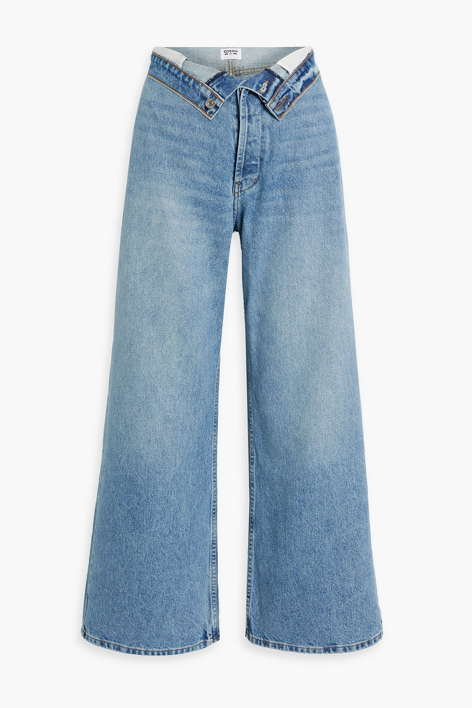 Shop Eb Denim Madison High-rise Wide-leg Jeans In Mid Denim