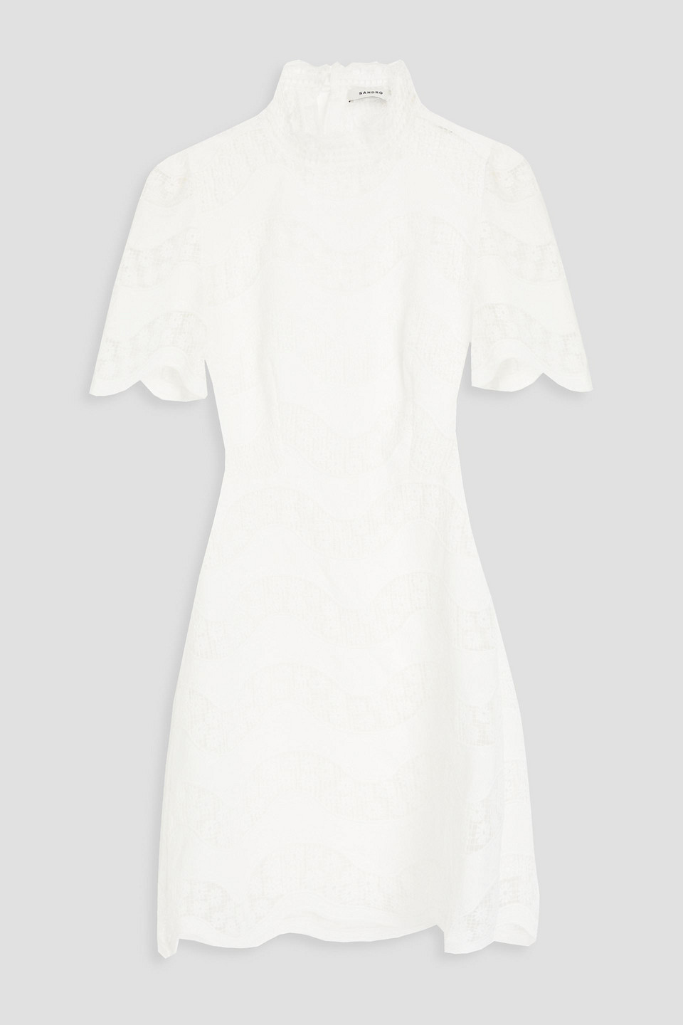 Sandro - Guipure lace and cotton-poplin mini dress - White - FR 40