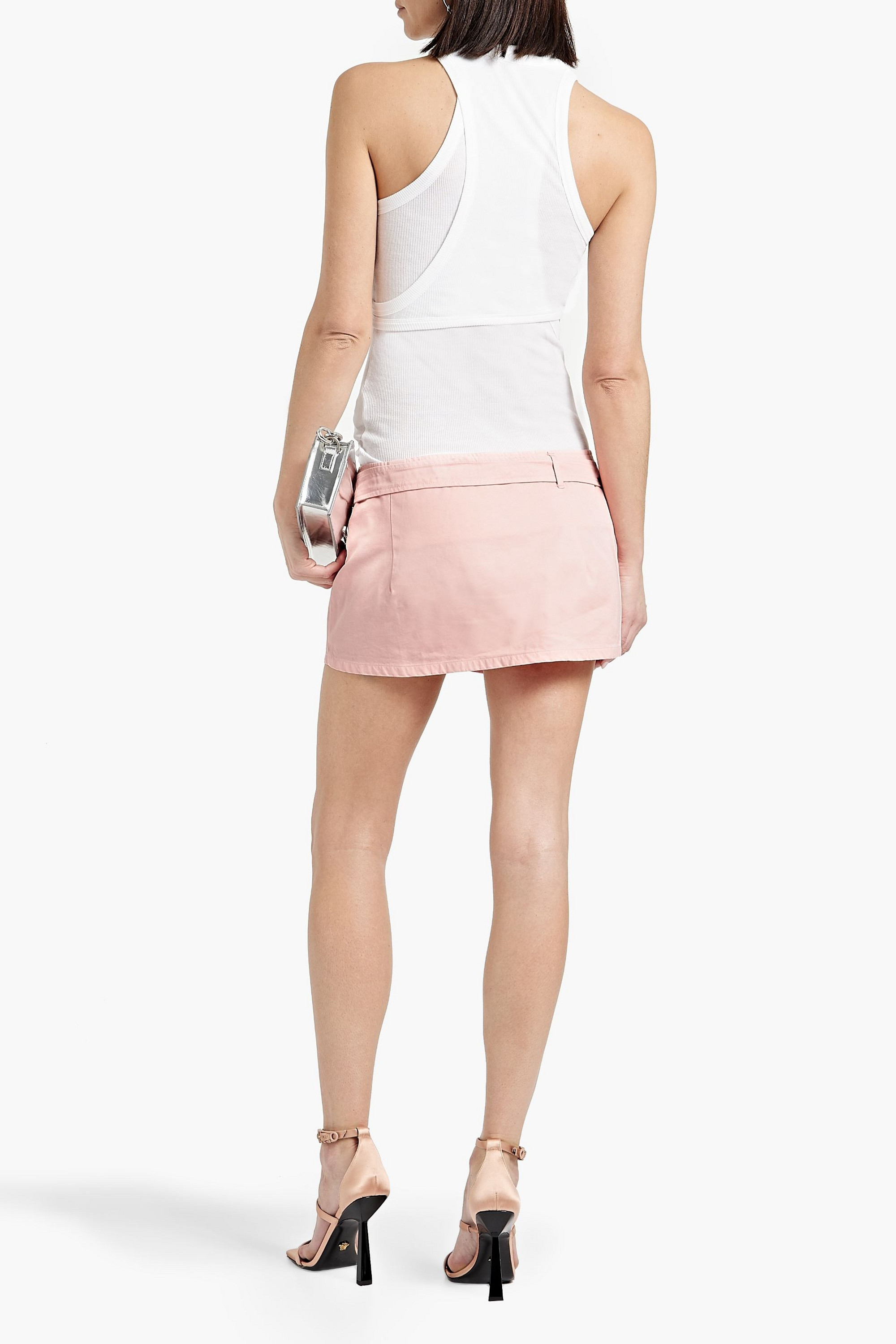 EB Denim Cotton-twill mini wrap skirt