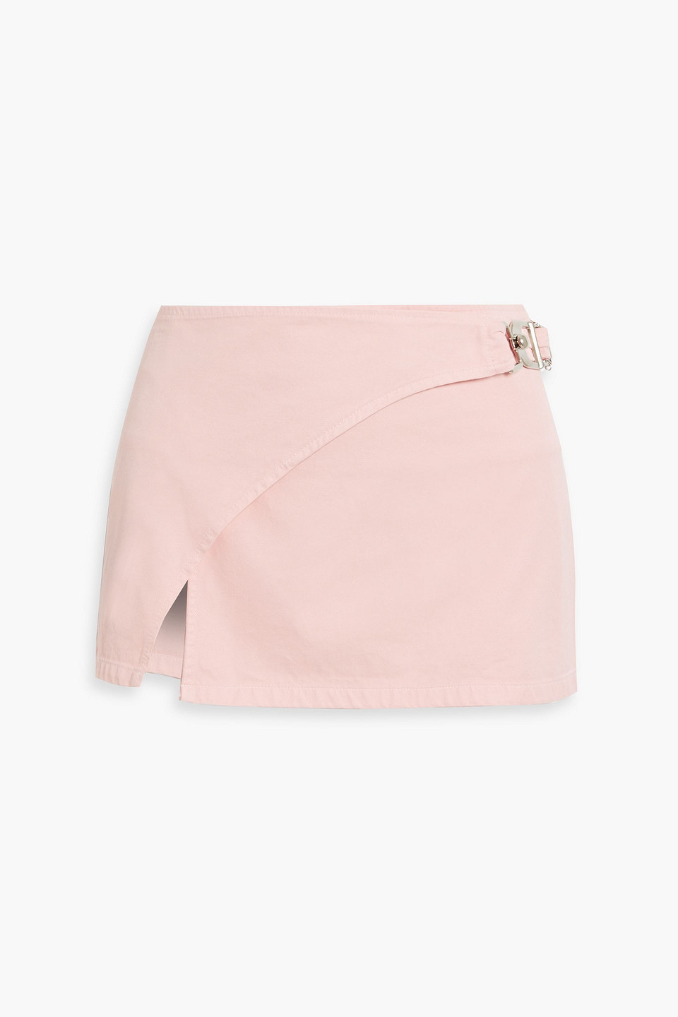 Eb Denim Cotton-twill Mini Wrap Skirt In Baby Pink