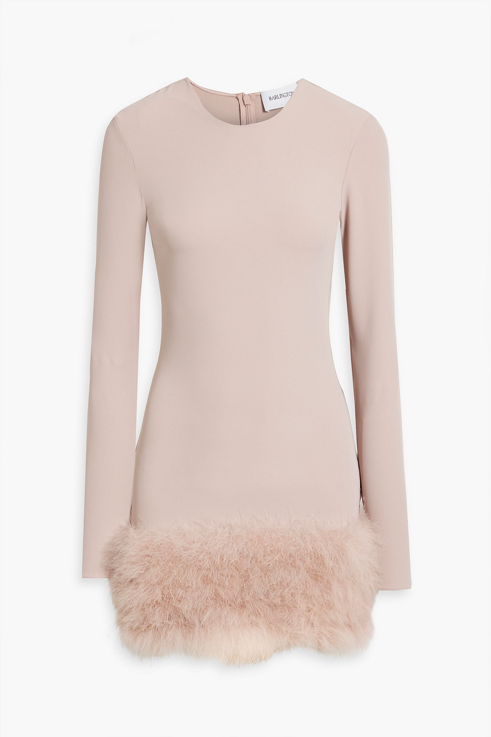 16arlington Tanith Feather-embellished Stretch-jersey Mini Dress In Blush