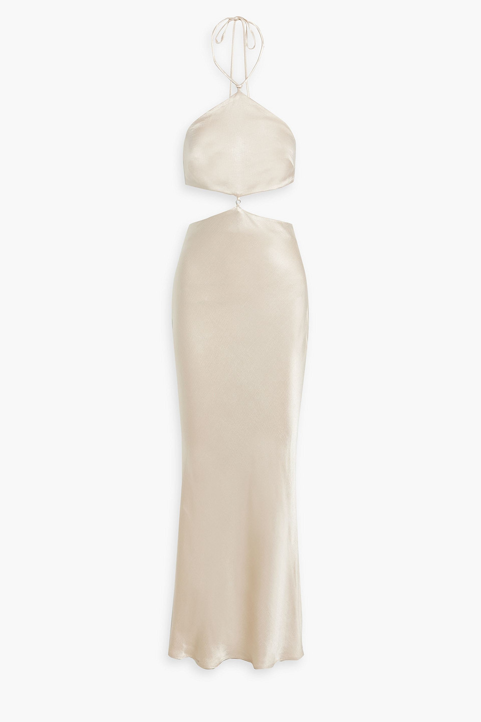 Bec & Bridge Kara Champagne Cut-out Satin Maxi Dress In Ecru