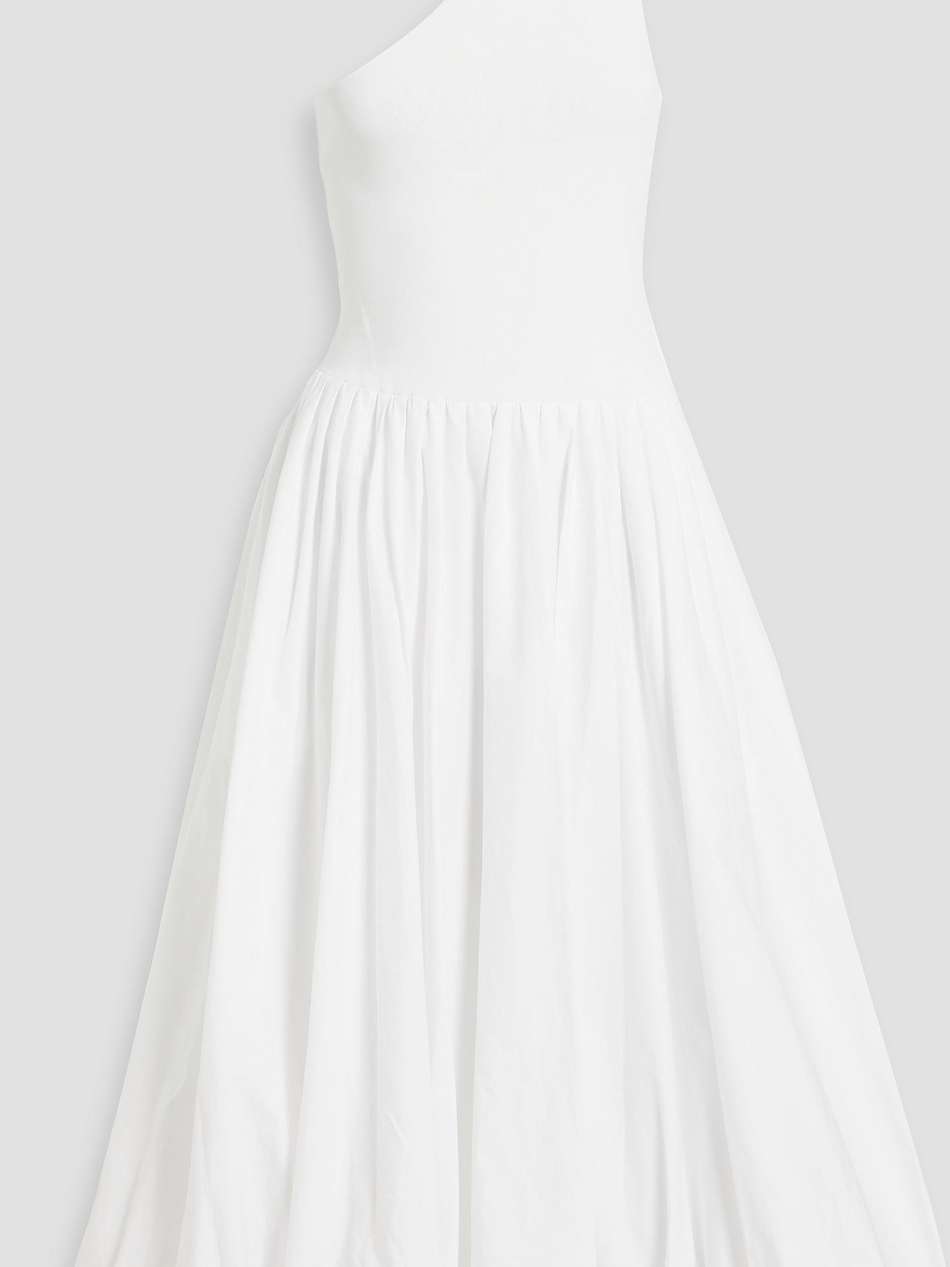 dune one-shoulder cotton-blend jersey and poplin midi dress