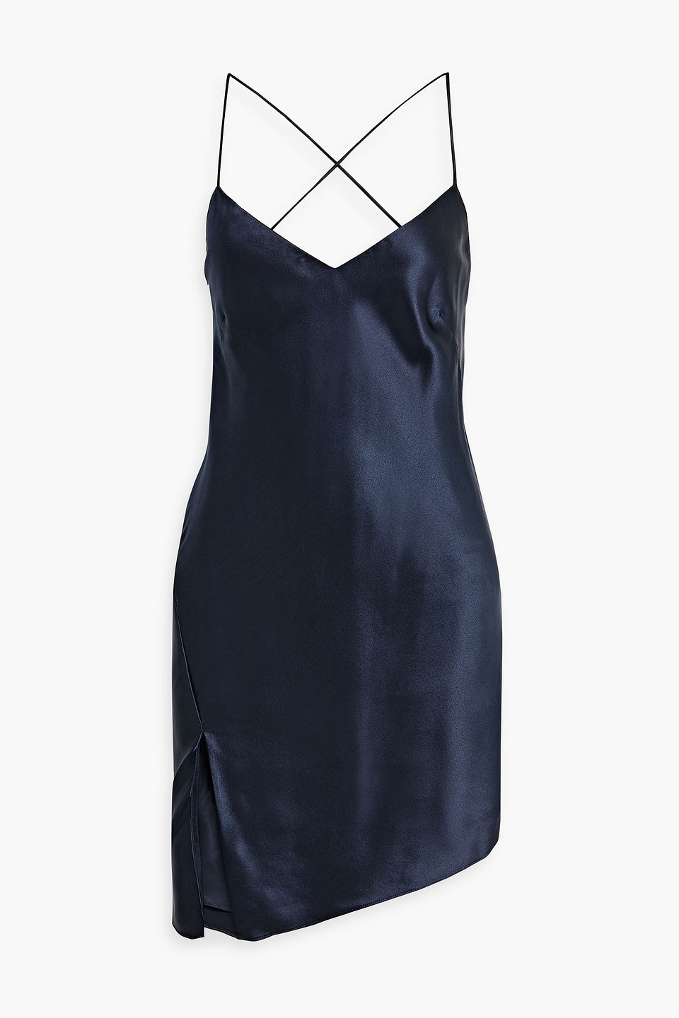 Michelle Mason Silk Mini Slip Dress In Midnight Blue