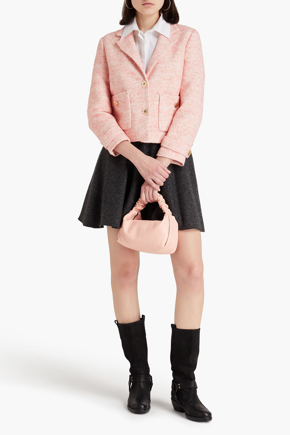 Maje Jacke Aus Meliertem Tweed In Rougefarben