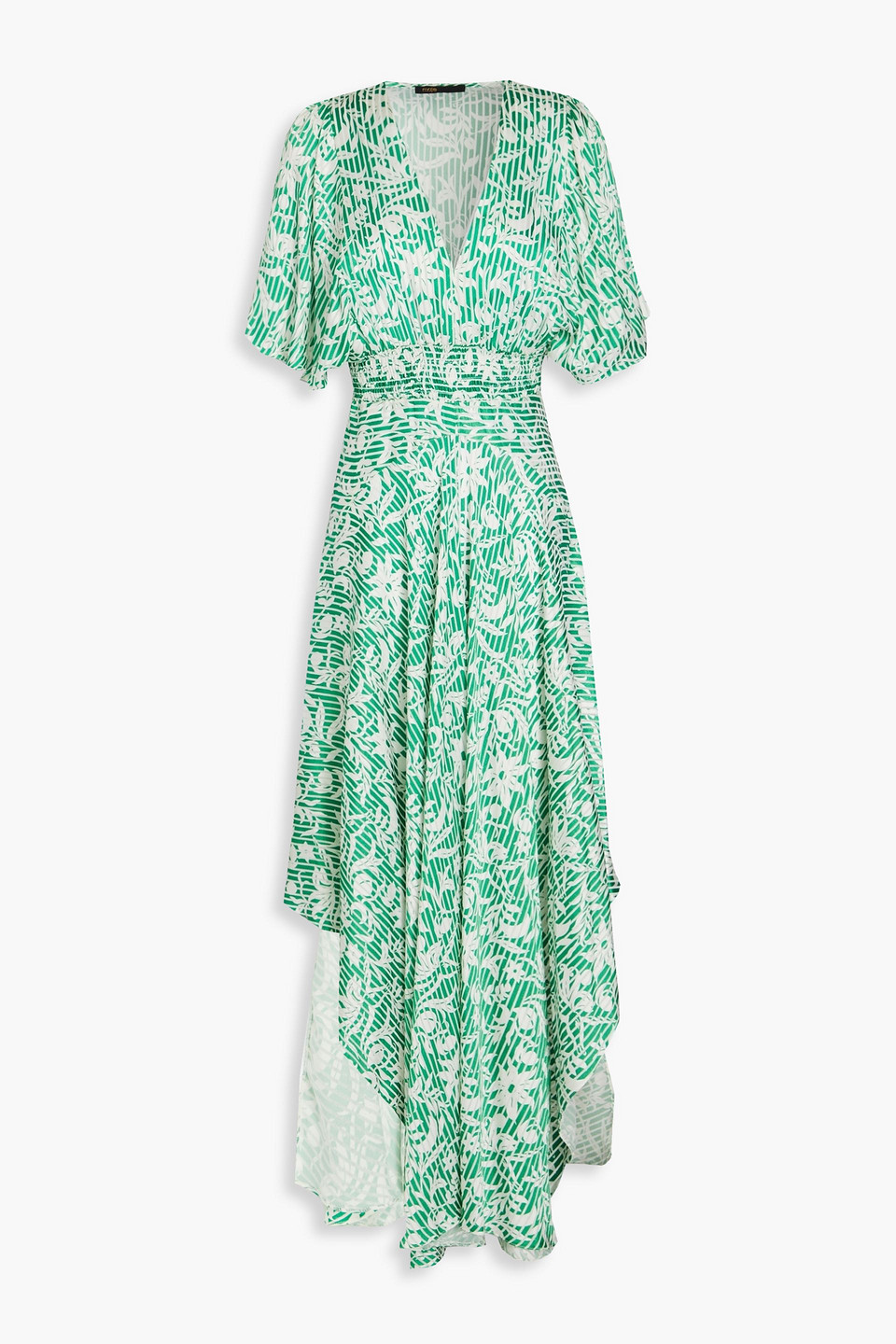 Maje - Floral-print burnout satin midi dress - Green