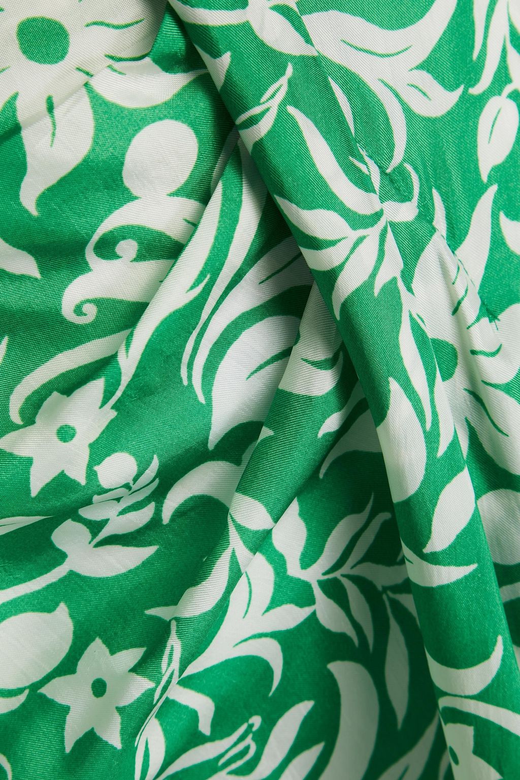 MAJE Draped floral-print cupro-blend satin-twill midi skirt