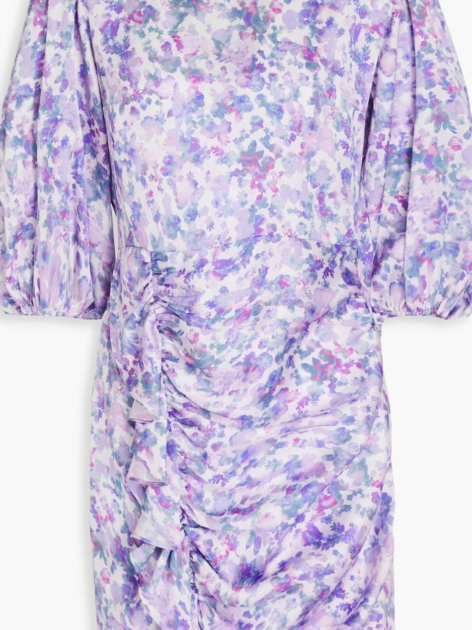 ruffled printed satin mini dress