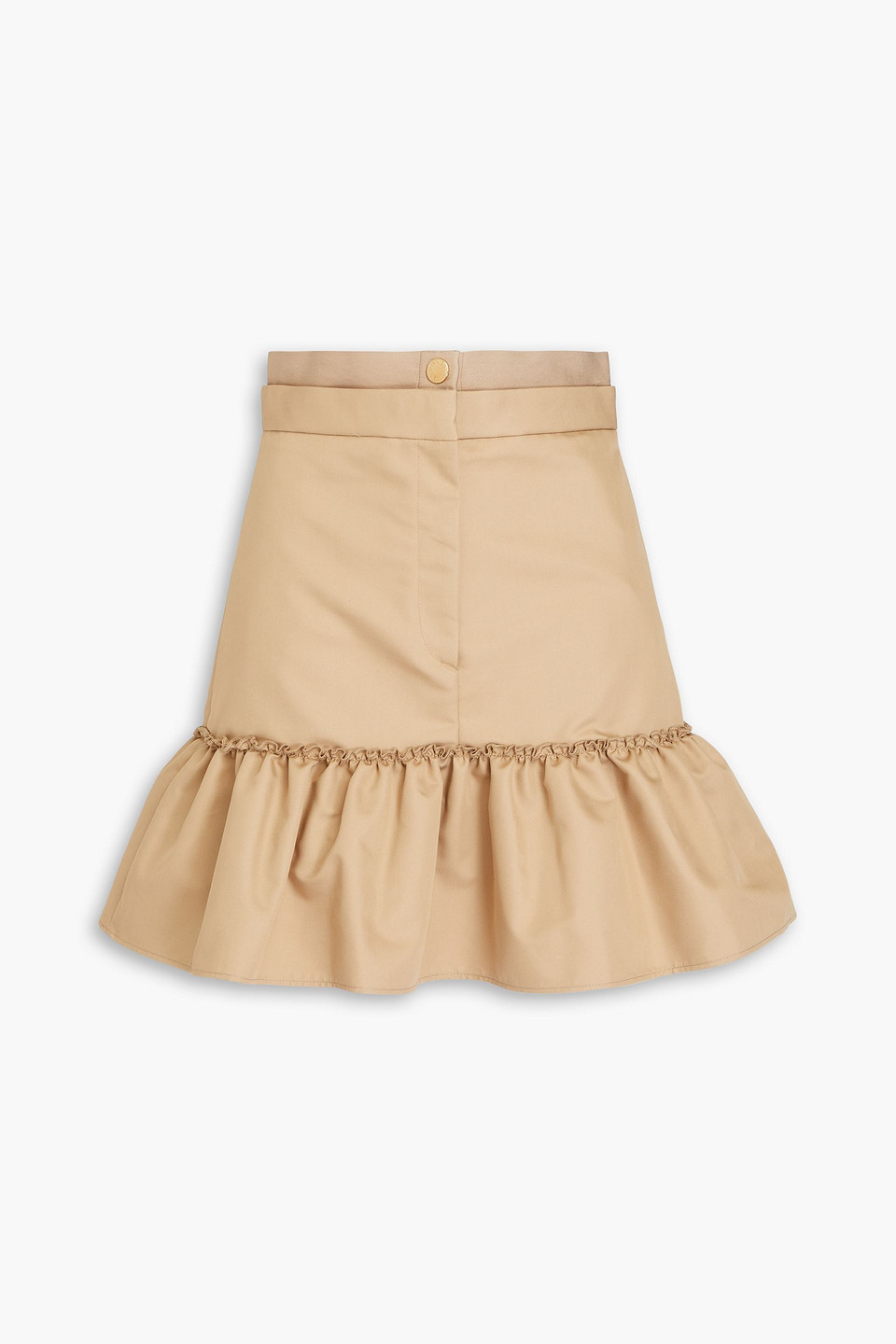 Sandro Ruffled Cotton-blend Twill Mini Skirt In Brown