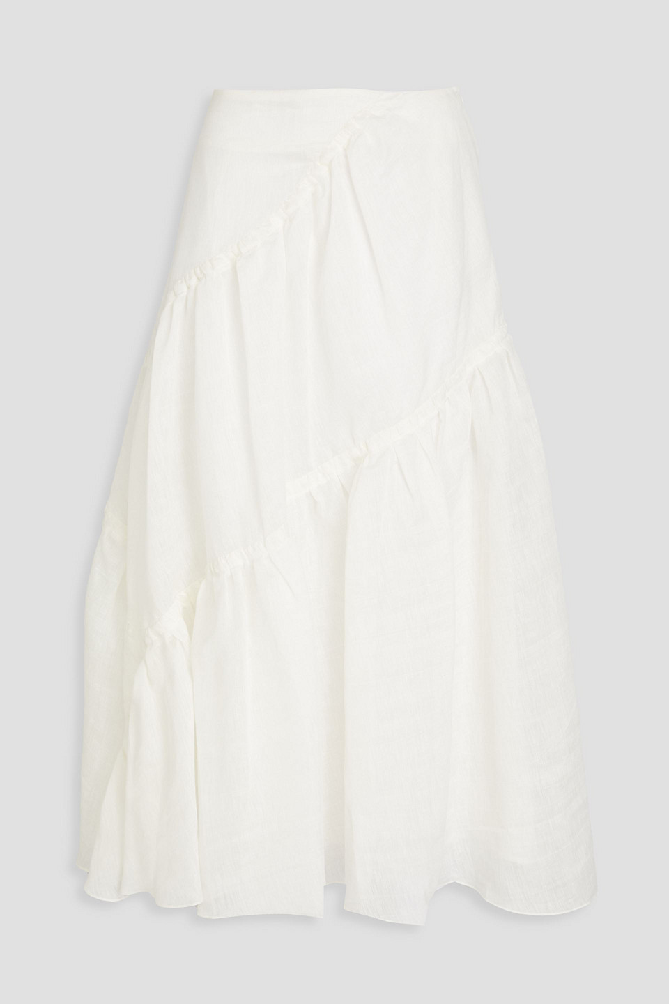 Sandro Tiered Linen-blend Gauze Midi Skirt In White