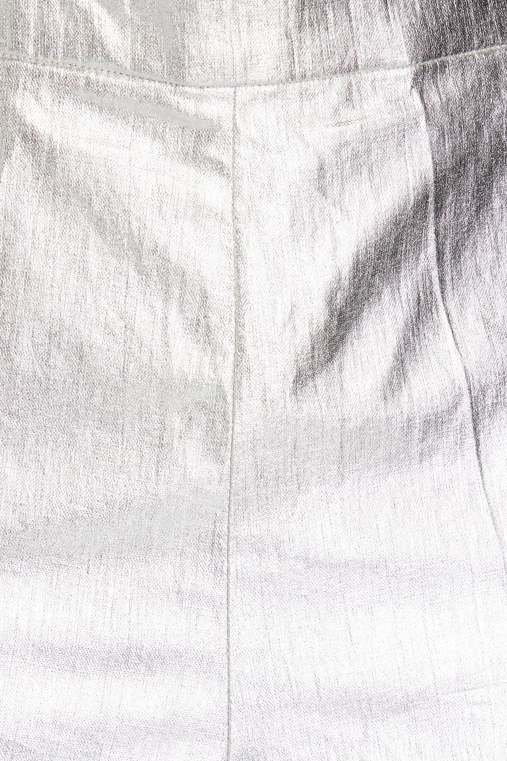SANDRO Metallic coated canvas wide-leg pants