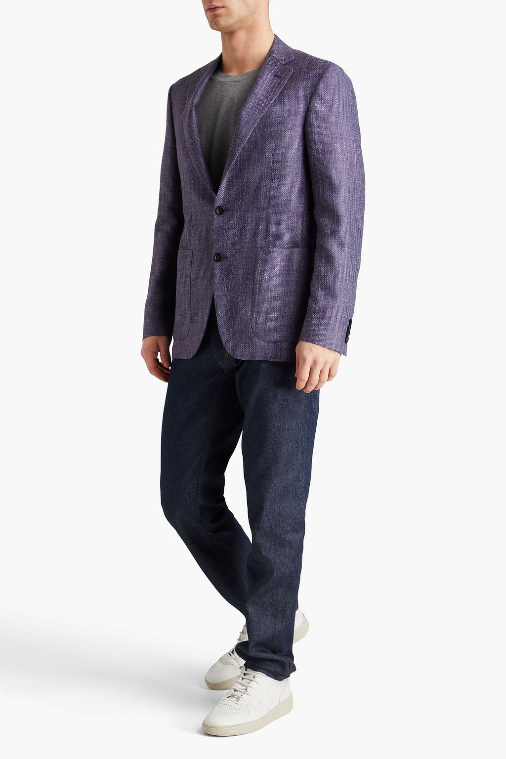 CANALI Mélange wool-blend blazer
