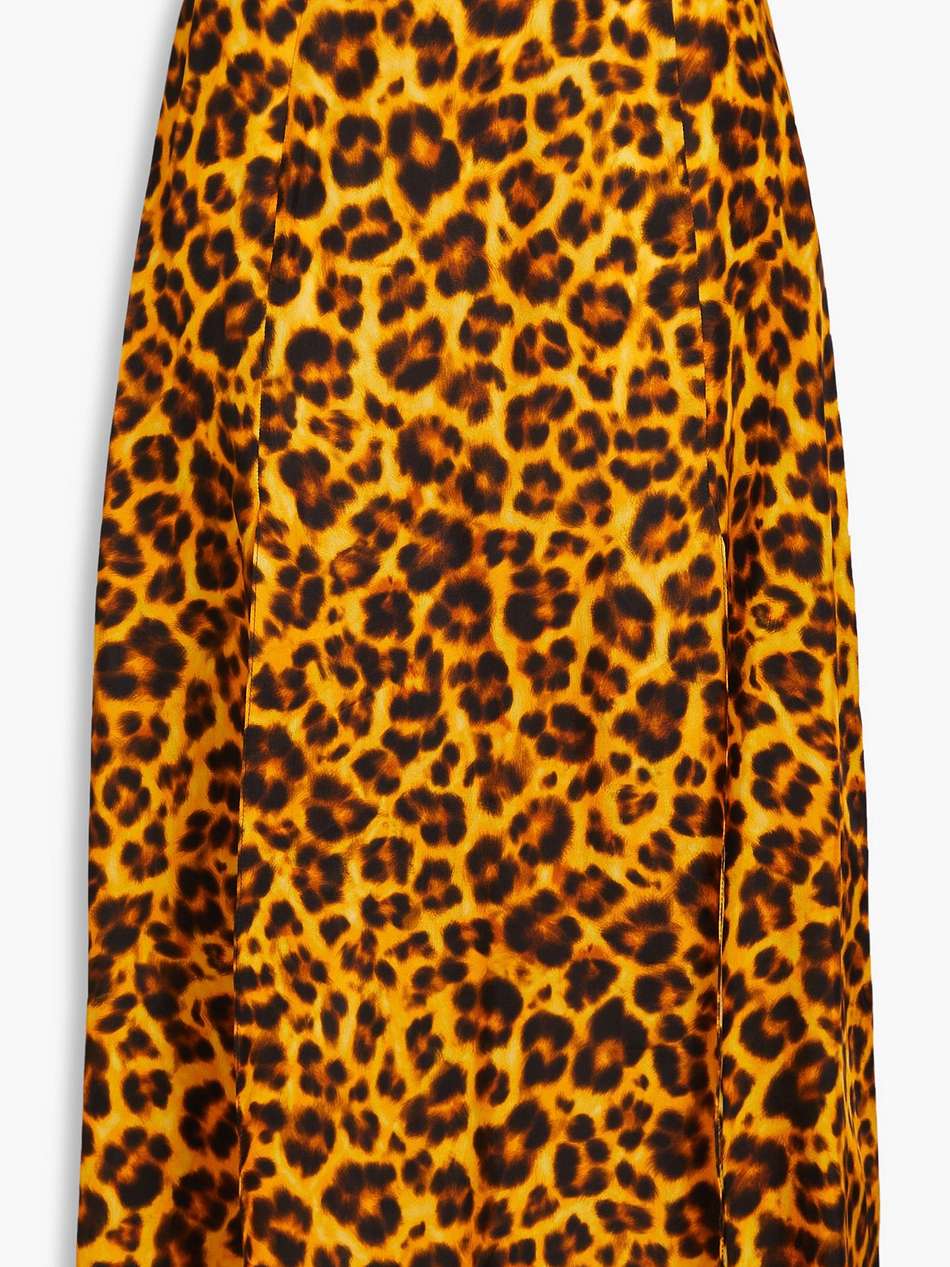 leopard-print satin midi skirt