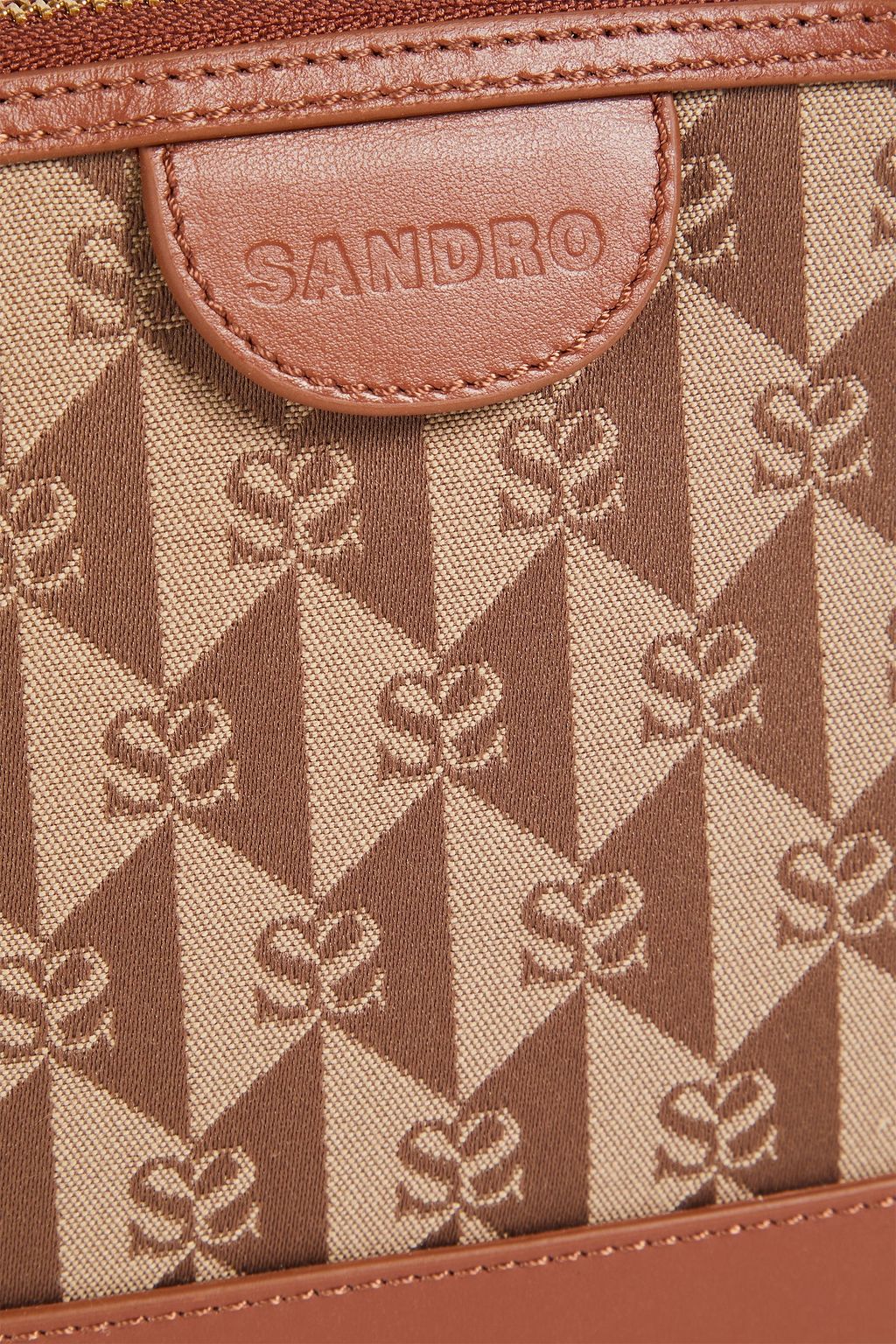 SANDRO Crossbody Bag aus Jacquard mit Lederbesatz