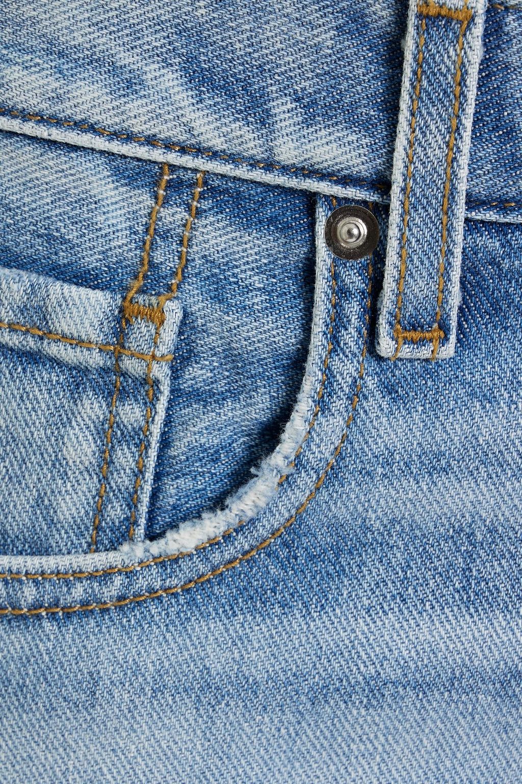 EB DENIM Frayed high-rise straight-leg jeans