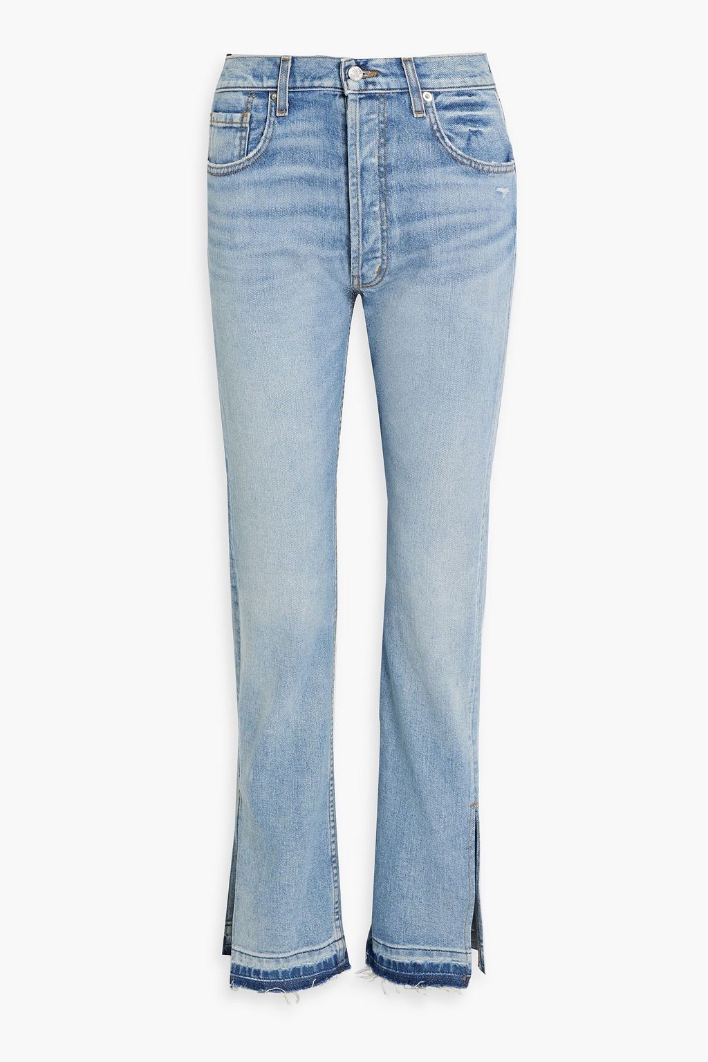 EB DENIM Frayed high-rise straight-leg jeans | THE OUTNET