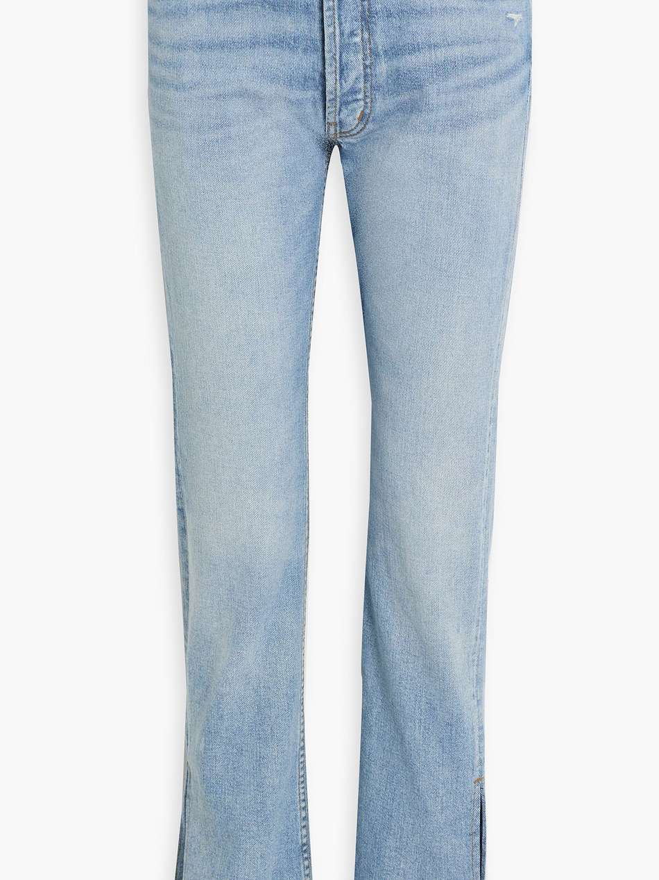 frayed high-rise straight-leg jeans