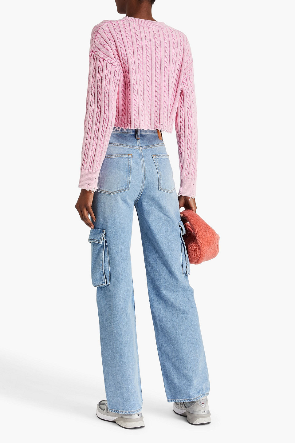 Shop Sandro Faded High-rise Straight-leg Jeans In Light Denim