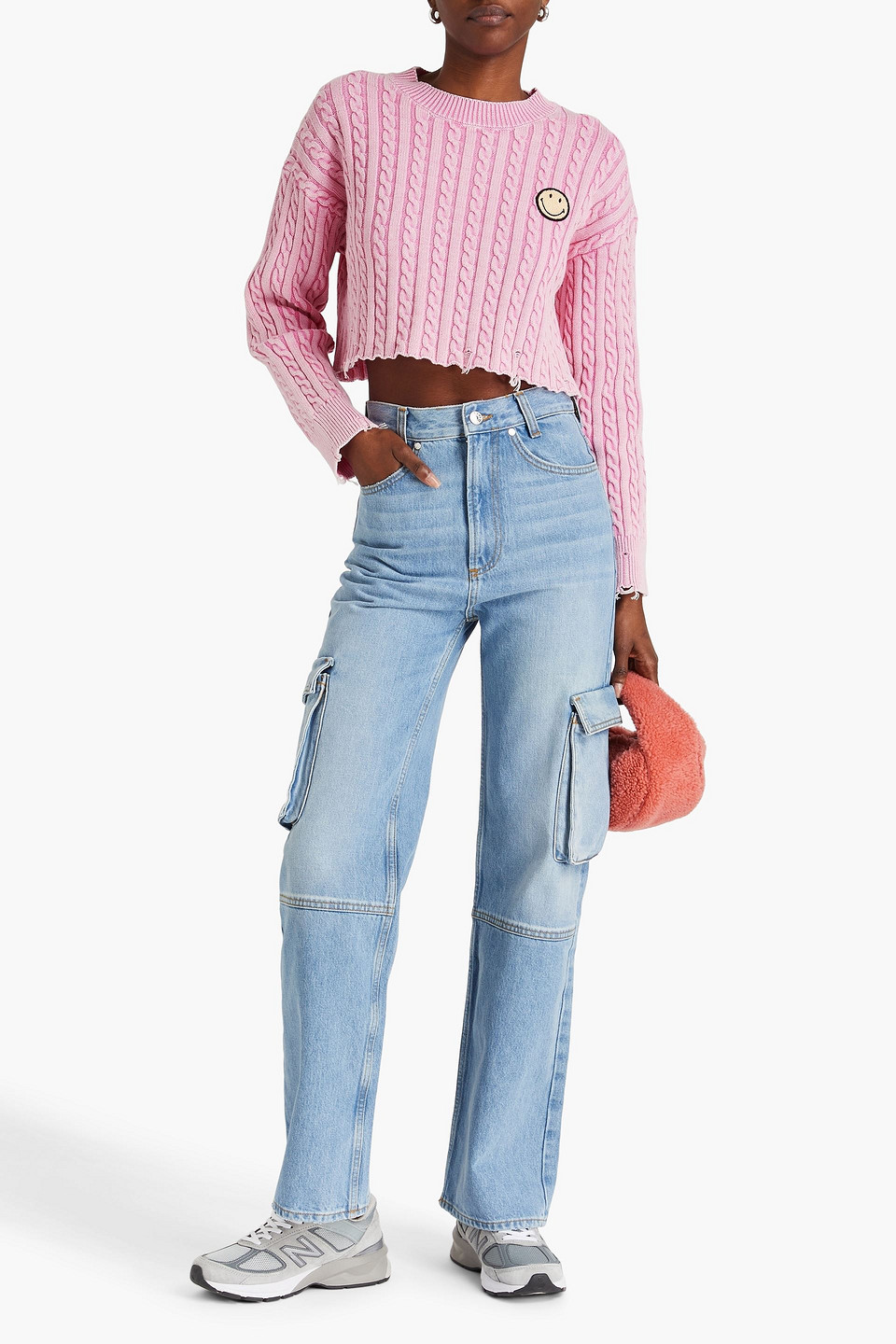 Shop Sandro Faded High-rise Straight-leg Jeans In Light Denim