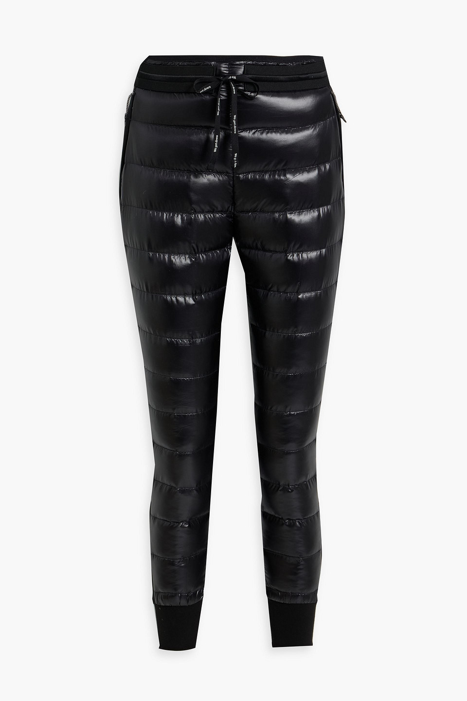 Hybrid quilted stretch-knit down ski pants